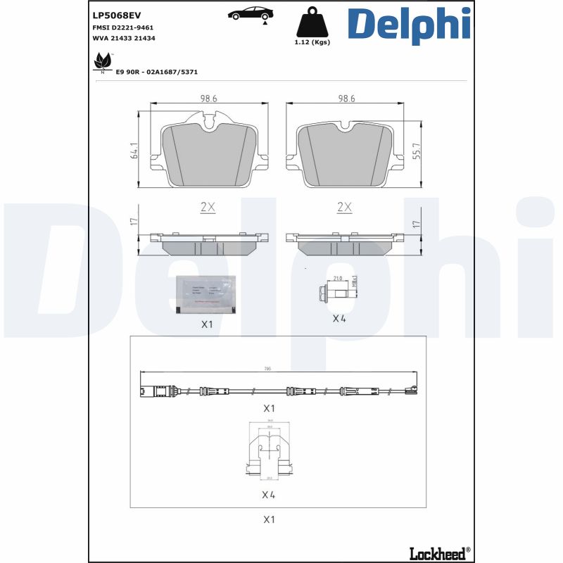 DELPHI Piduriklotside komplekt, ketaspidur LP5068EV