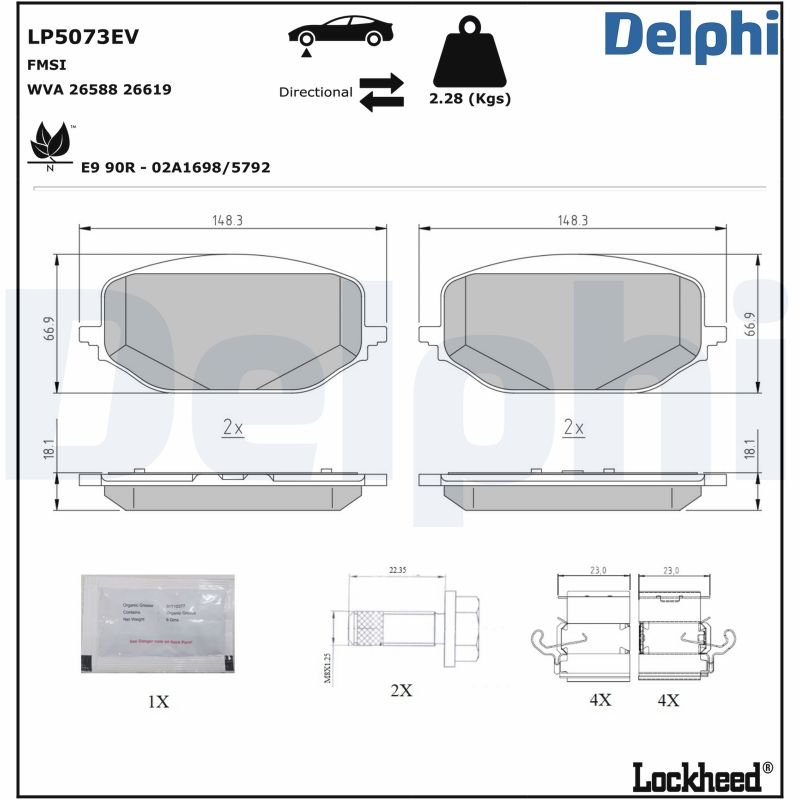 DELPHI Piduriklotside komplekt, ketaspidur LP5073EV