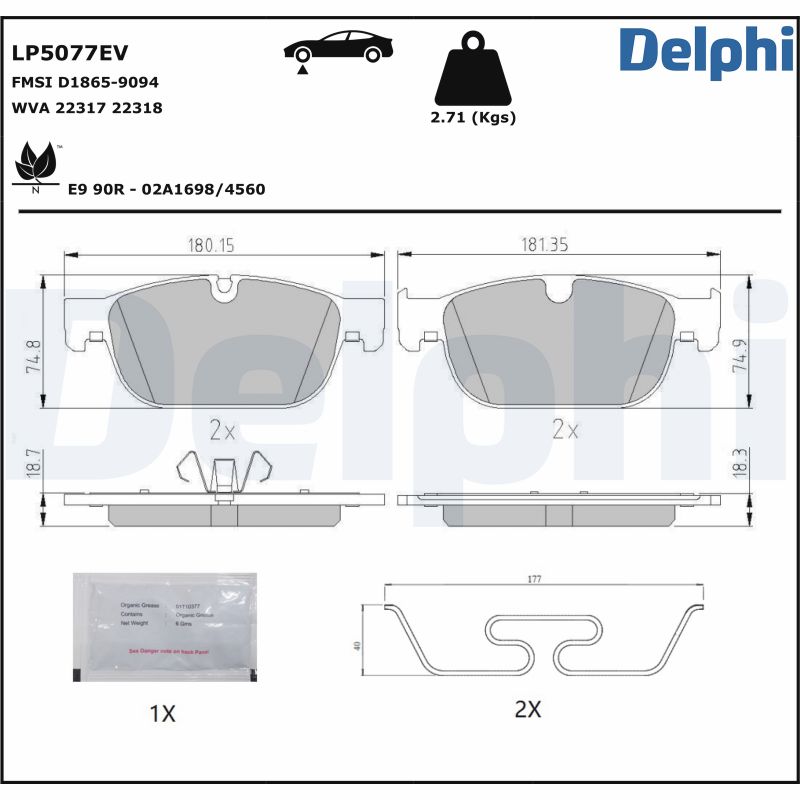 DELPHI Piduriklotside komplekt, ketaspidur LP5077EV