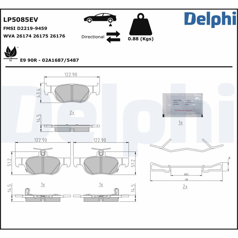 DELPHI Piduriklotside komplekt, ketaspidur LP5085EV