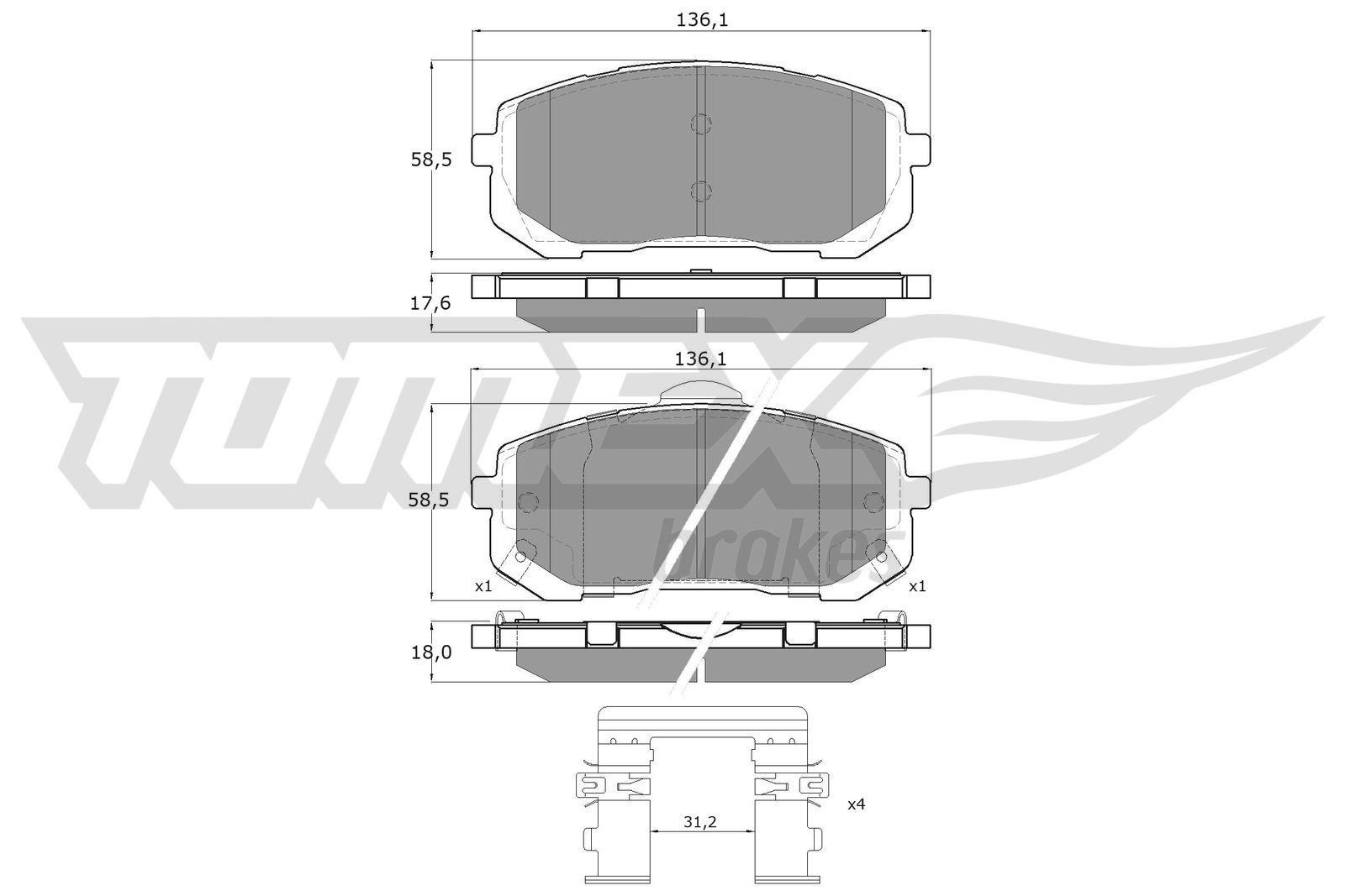 TOMEX Brakes Piduriklotside komplekt, ketaspidur TX 60-37