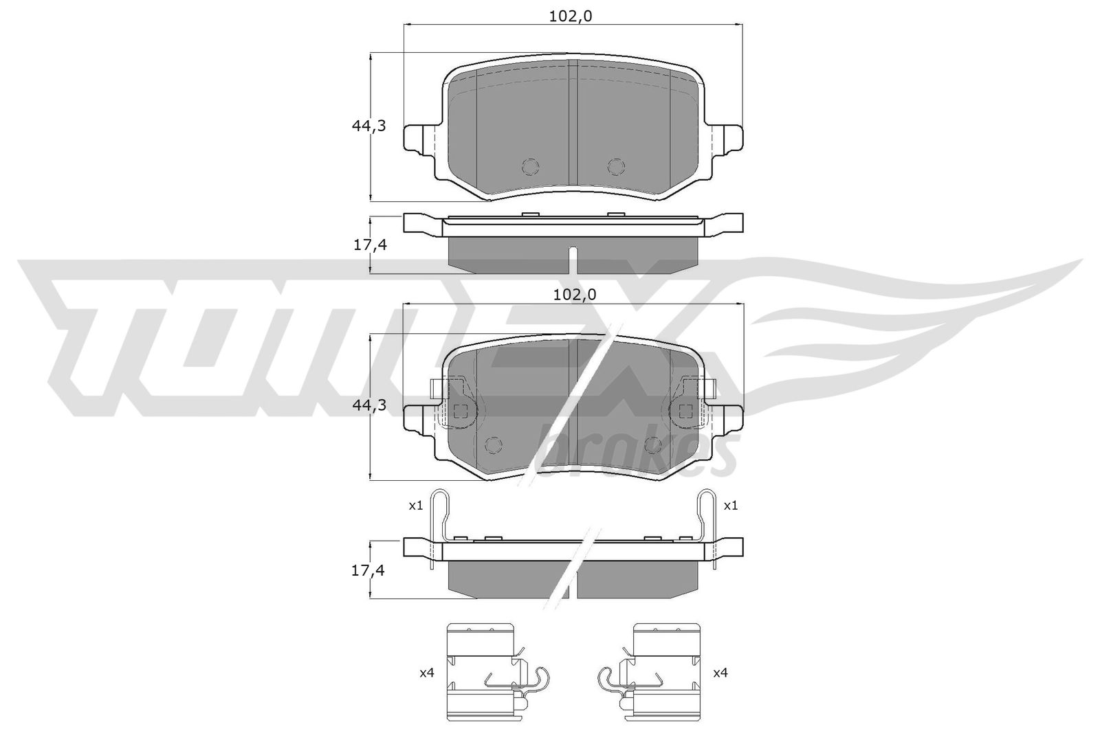 TOMEX Brakes Piduriklotside komplekt, ketaspidur TX 60-44