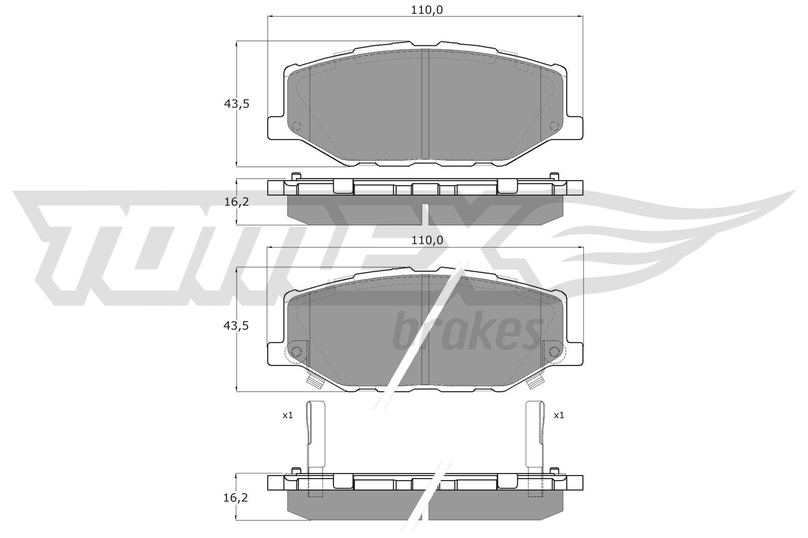 TOMEX Brakes Piduriklotside komplekt, ketaspidur TX 60-56
