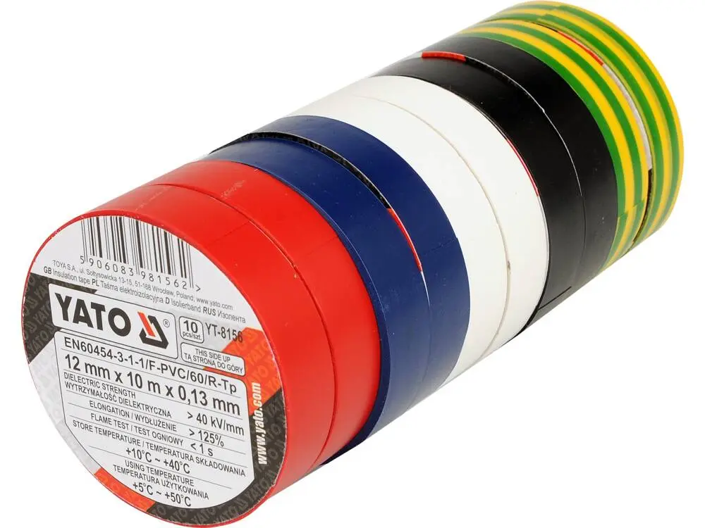 YATO PVC Elektriisolatsiooniteipide Komplekt, 10 tk YT-8156