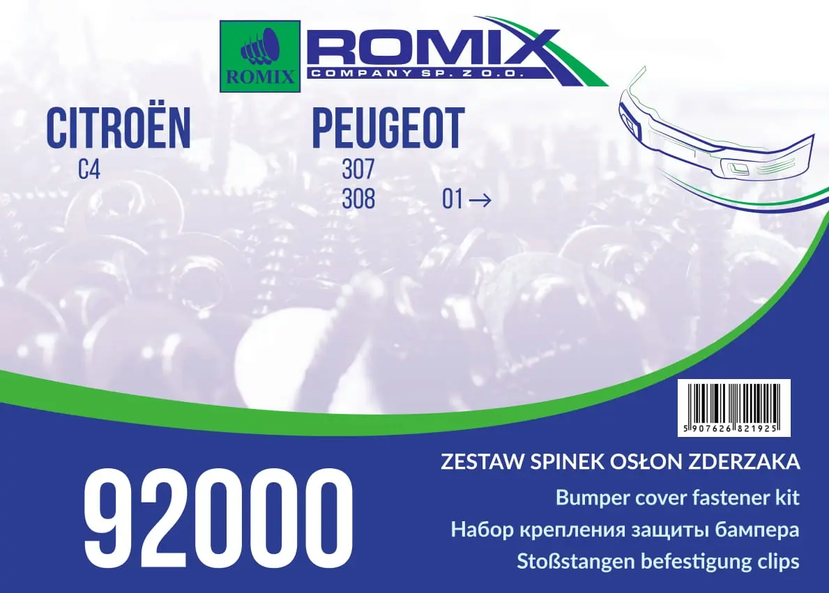ROMIX Montaažikomplekt, põrkeraud 92000