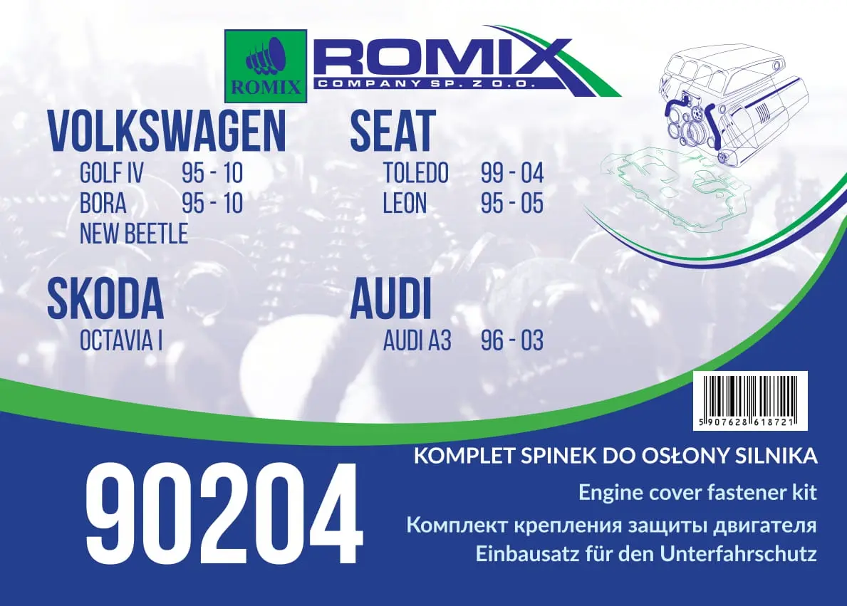 ROMIX Element mocujący, pokrywa komory silnika 90204