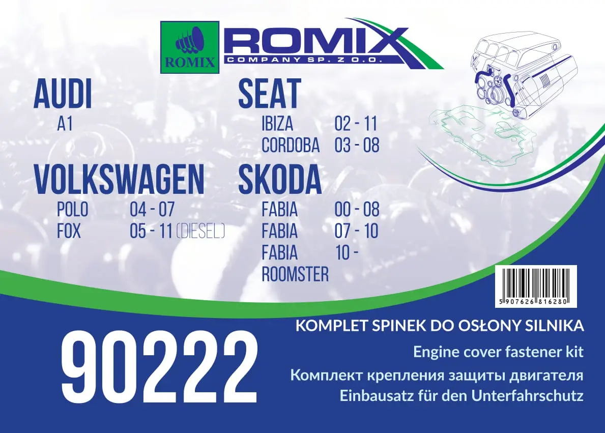 ROMIX Kiinnike, moottoripeite 90222