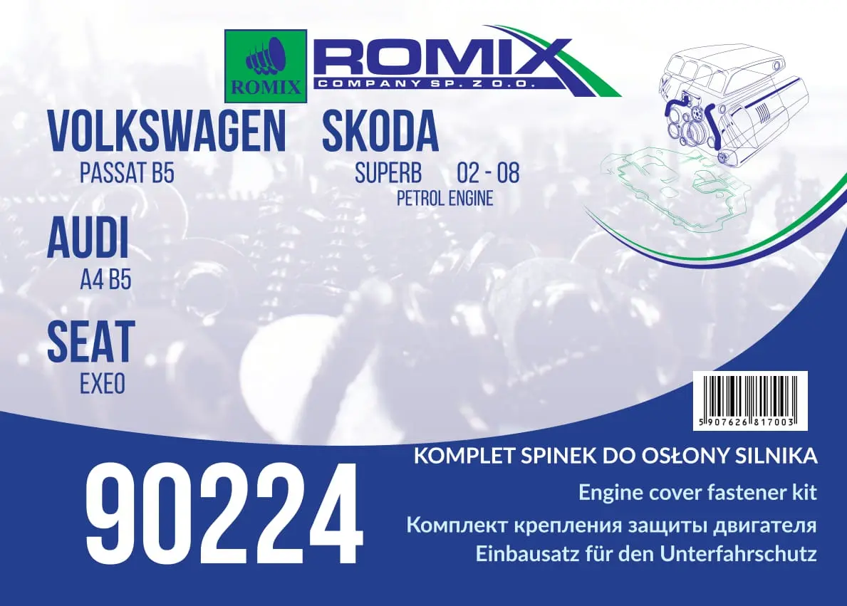 ROMIX Kiinnike, moottoripeite 90224