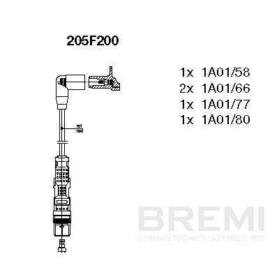 BREMI uždegimo laido komplektas 205F200
