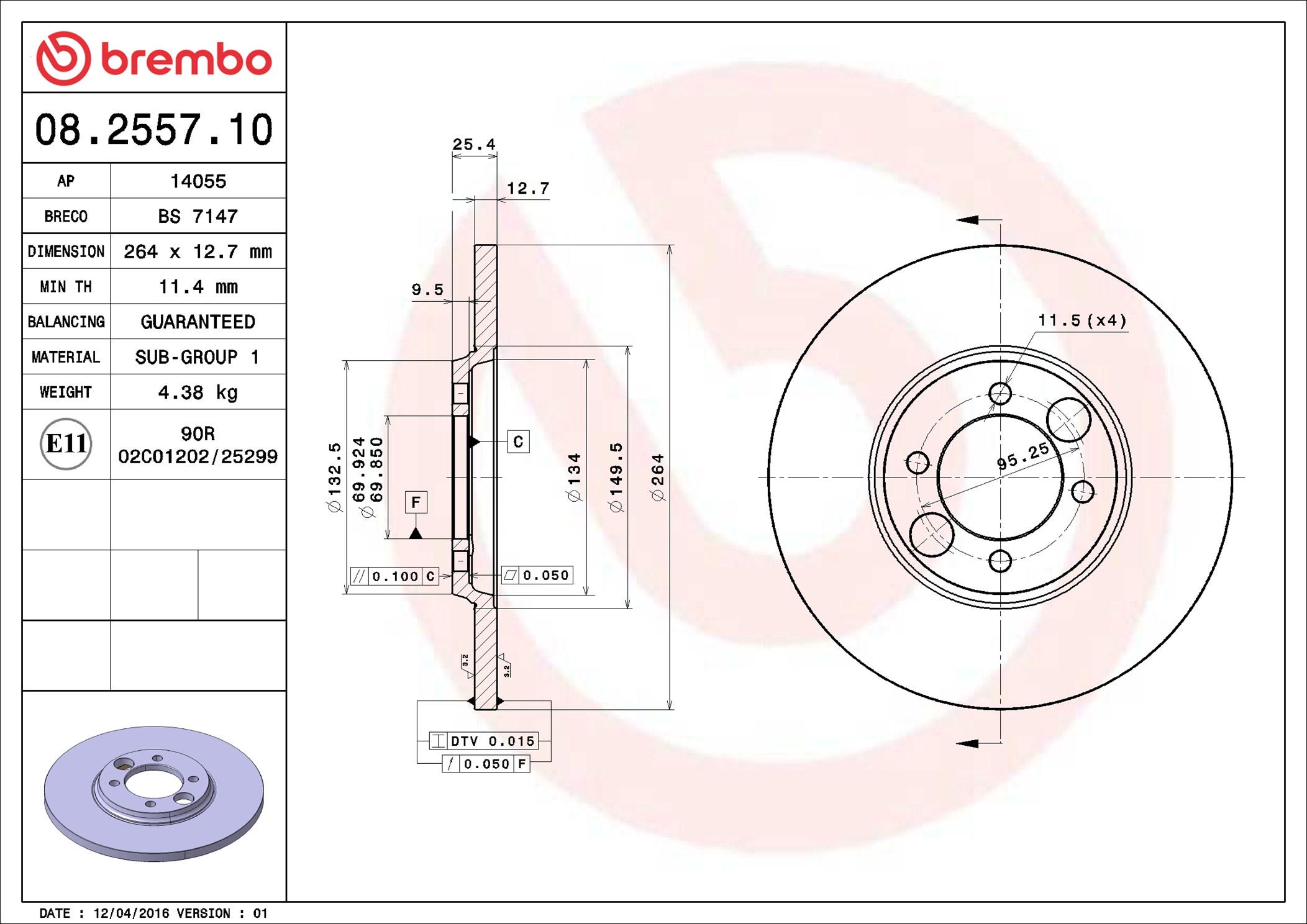 BREMBO Piduriketas 08.2557.10