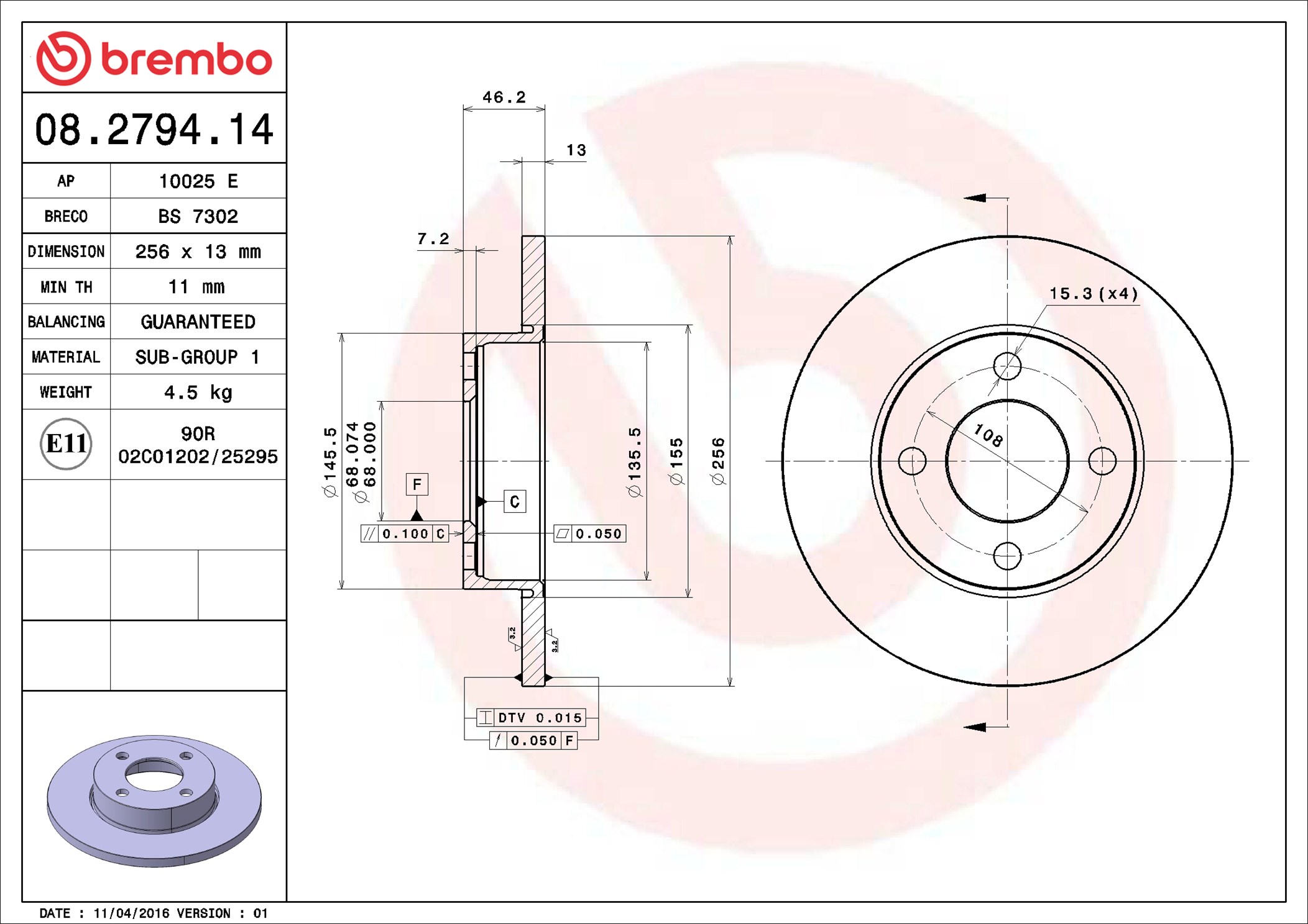 BREMBO Piduriketas 08.2794.14