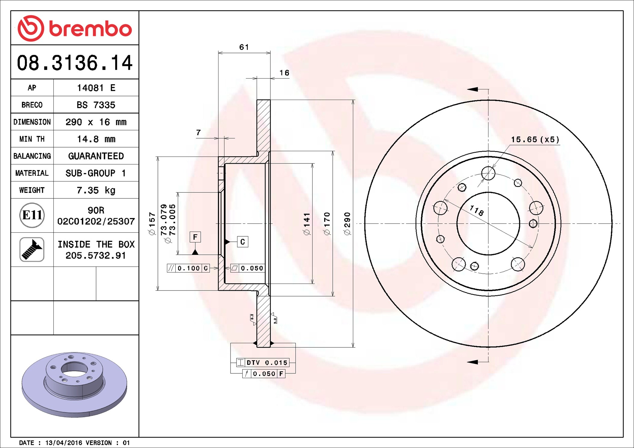 BREMBO Piduriketas 08.3136.14