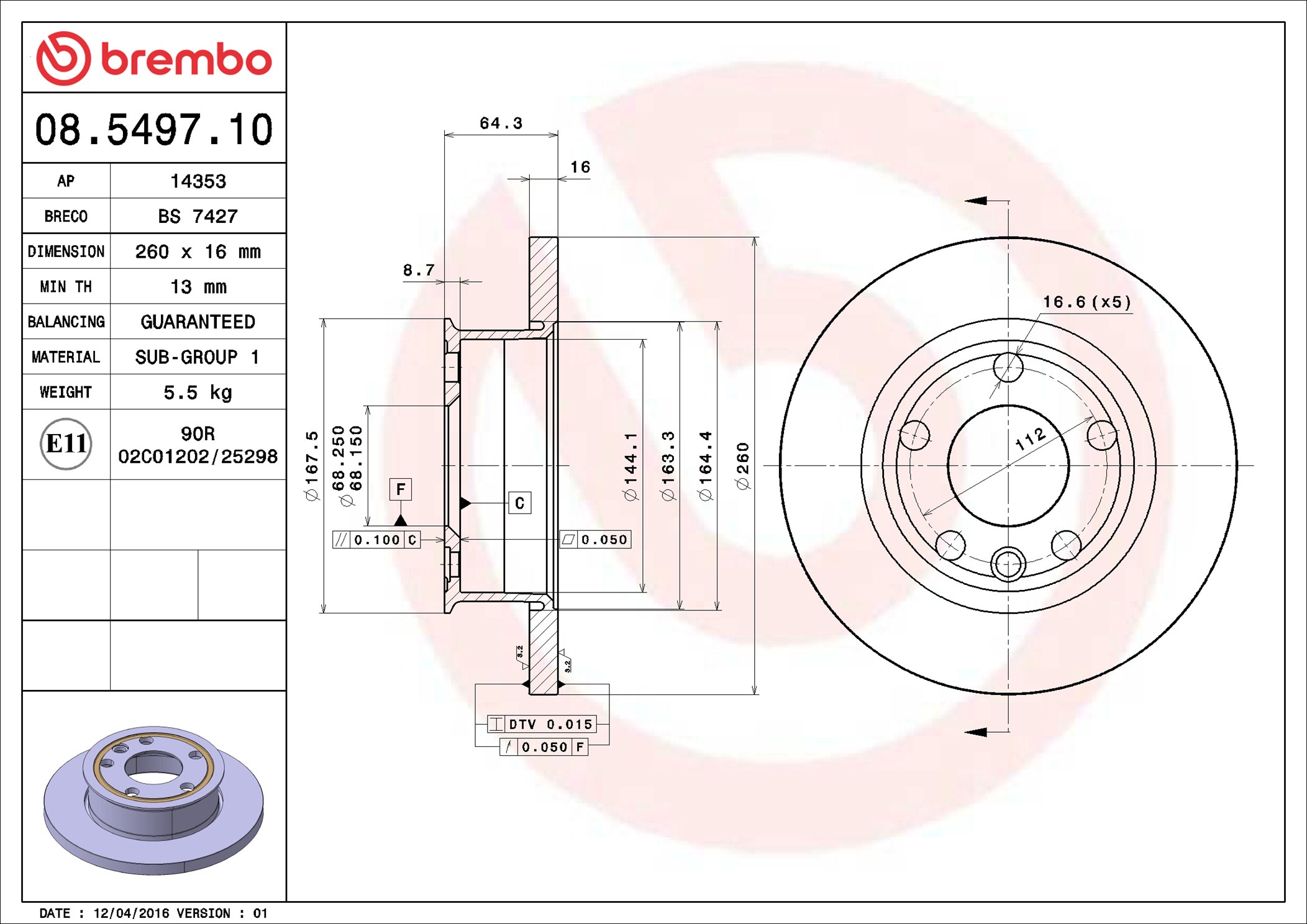 BREMBO stabdžių diskas 08.5497.10