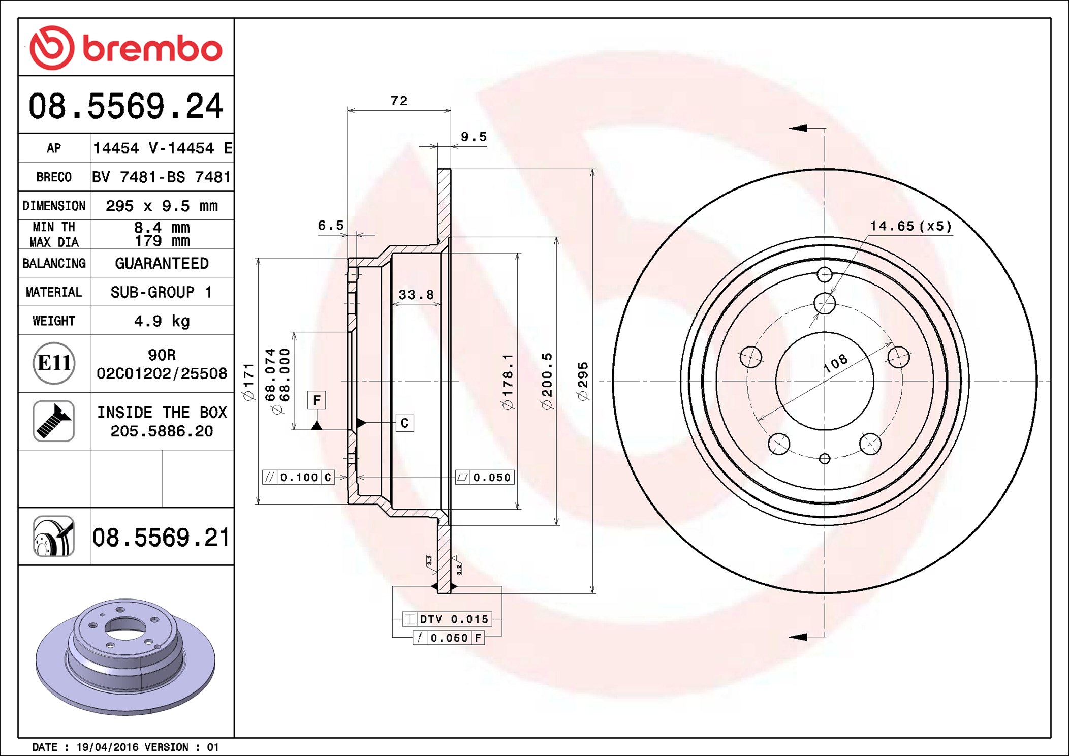 BREMBO Jarrulevy 08.5569.24