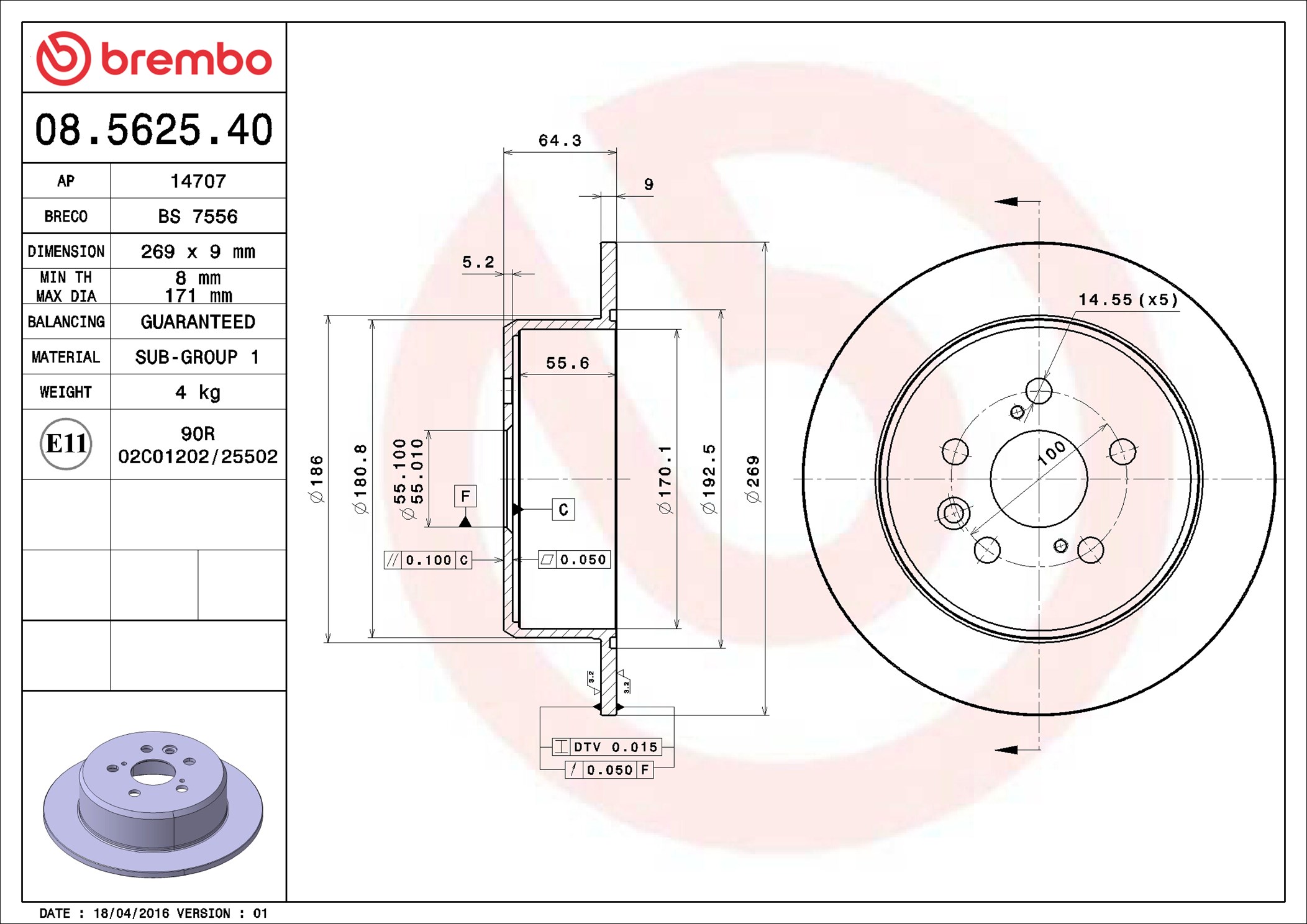BREMBO Piduriketas 08.5625.40
