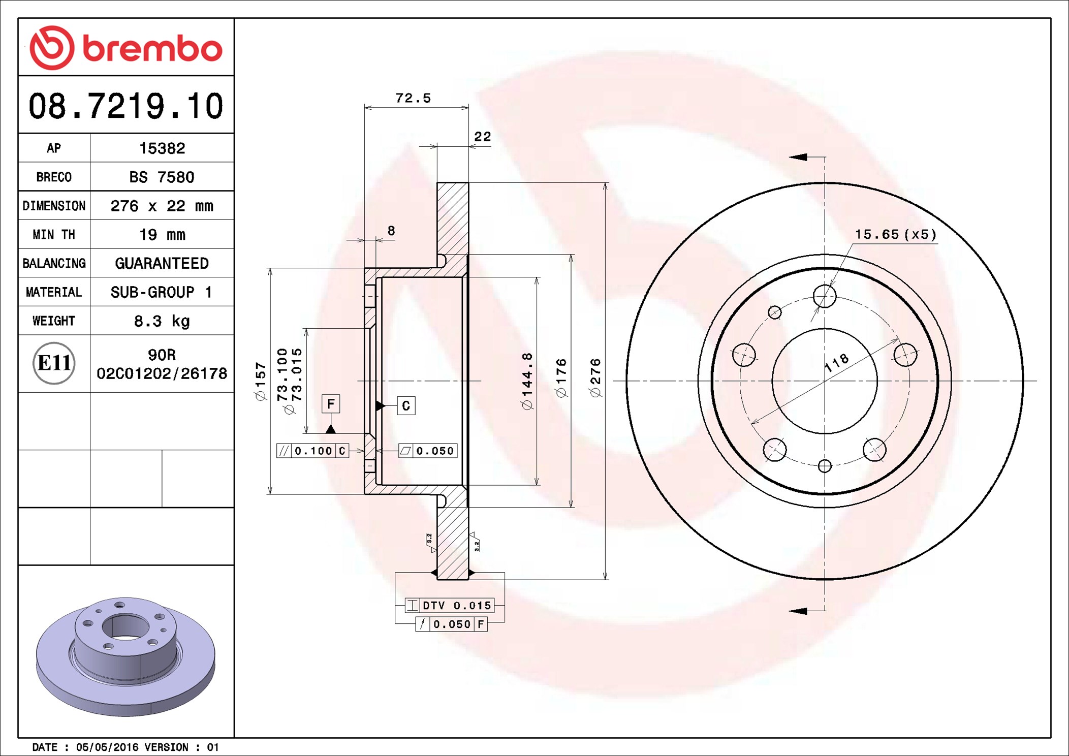BREMBO Piduriketas 08.7219.10