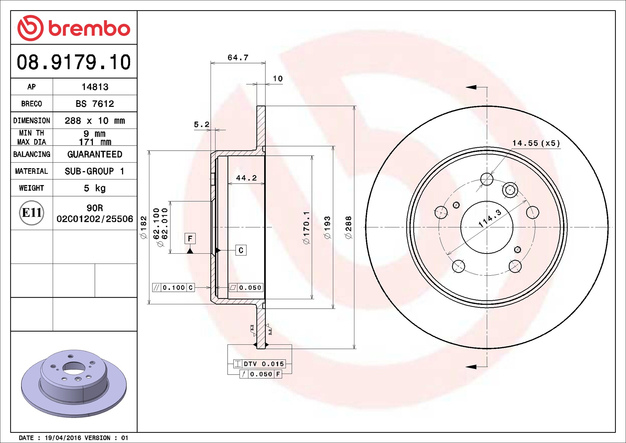 BREMBO Jarrulevy 08.9179.10
