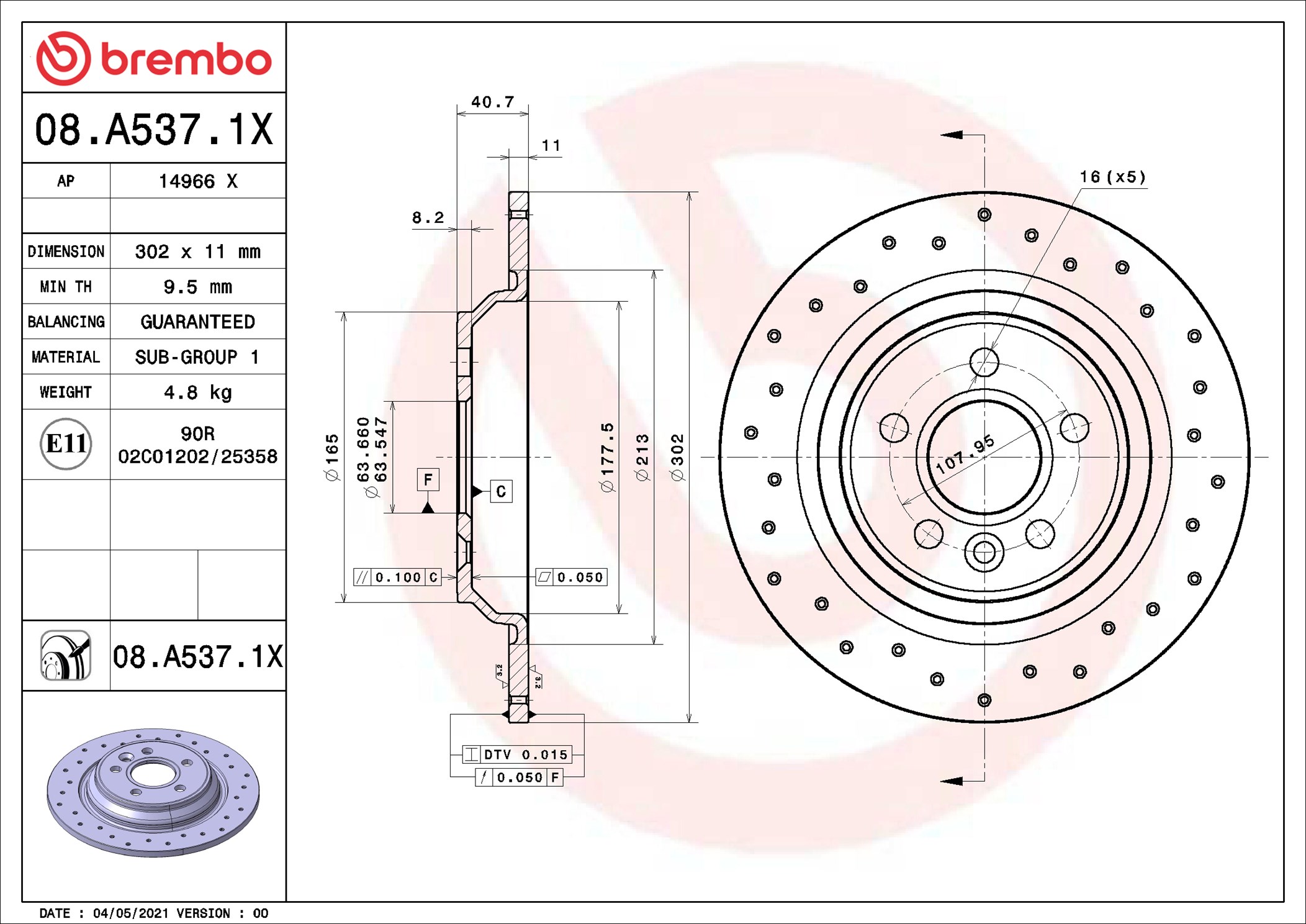 BREMBO Piduriketas 08.A537.1X