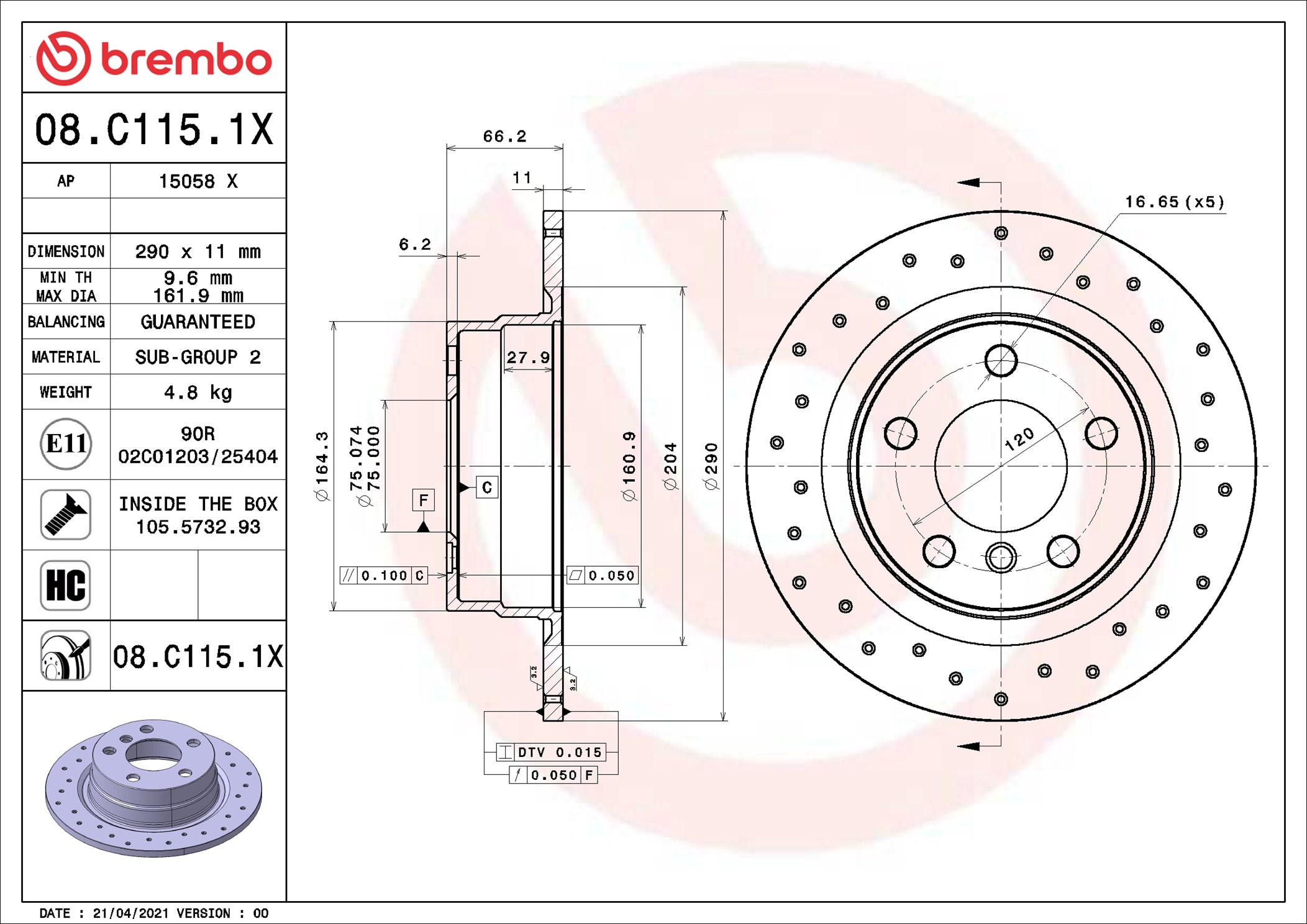 BREMBO Piduriketas 08.C115.1X