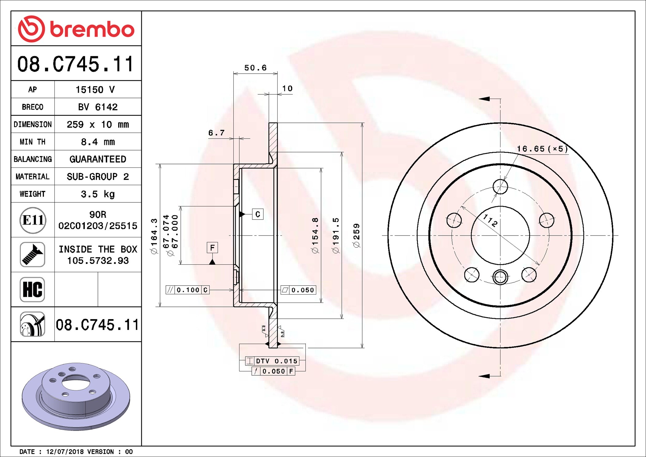 BREMBO Piduriketas 08.C745.11