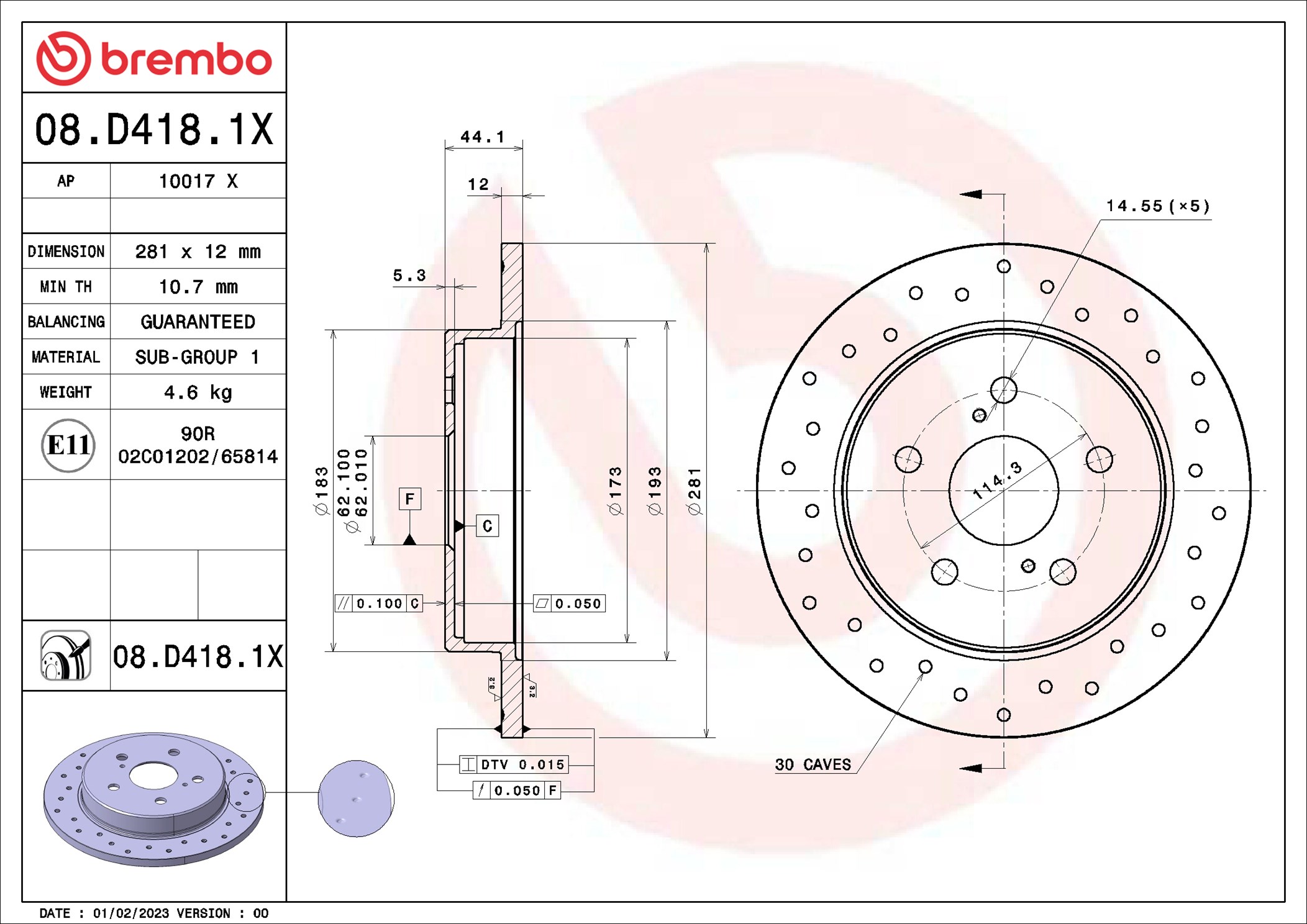 BREMBO Jarrulevy 08.D418.1X