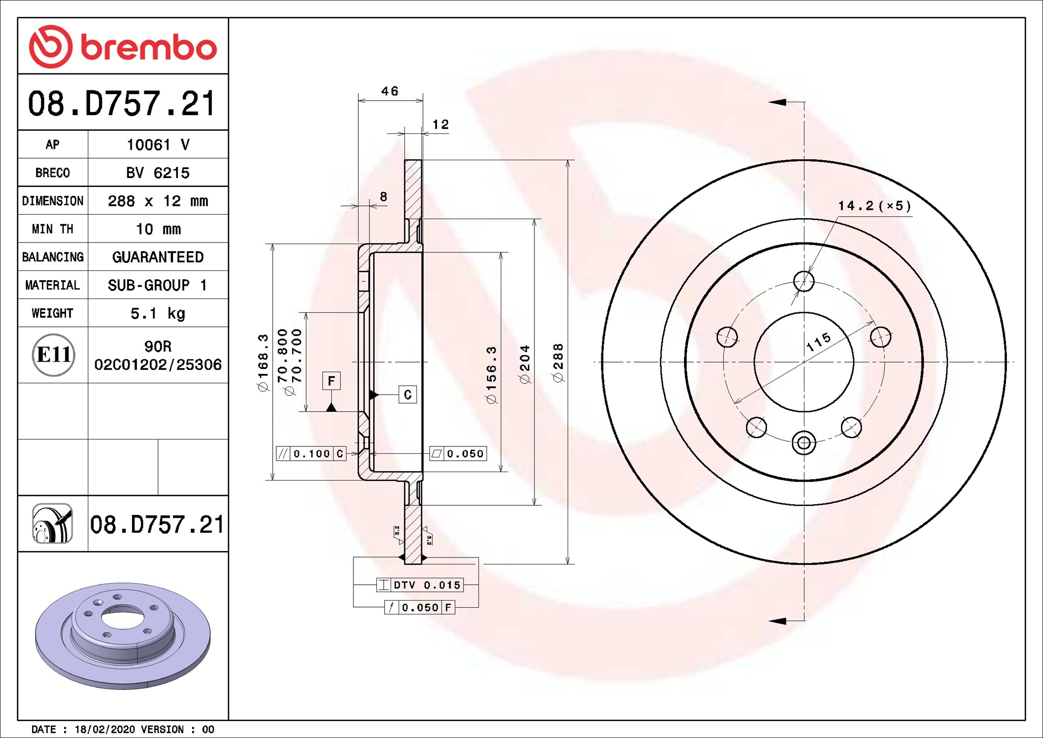 BREMBO Piduriketas 08.D757.21