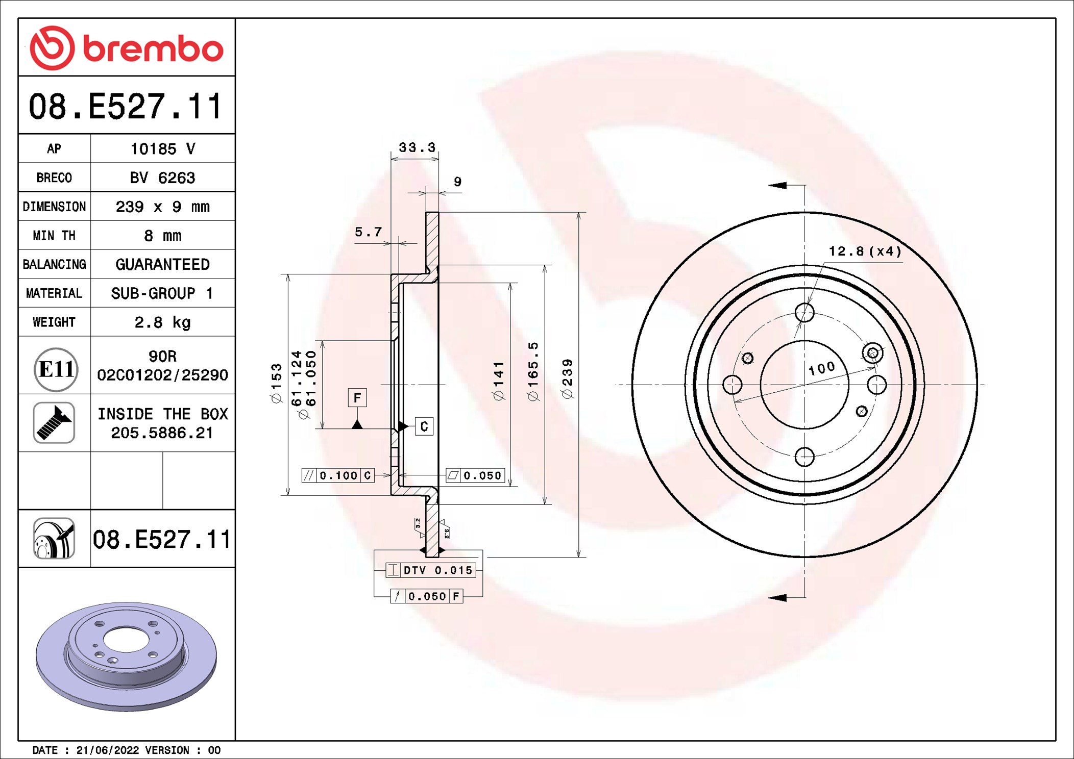 BREMBO Jarrulevy 08.E527.11