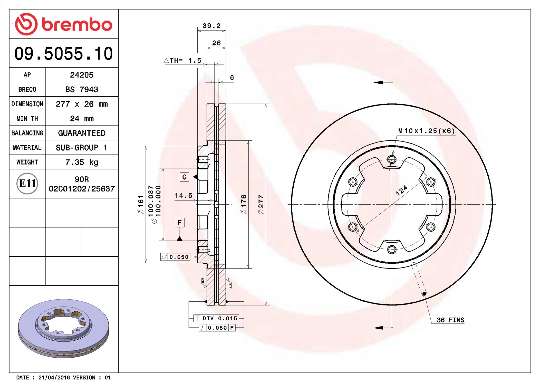 BREMBO Piduriketas 09.5055.10