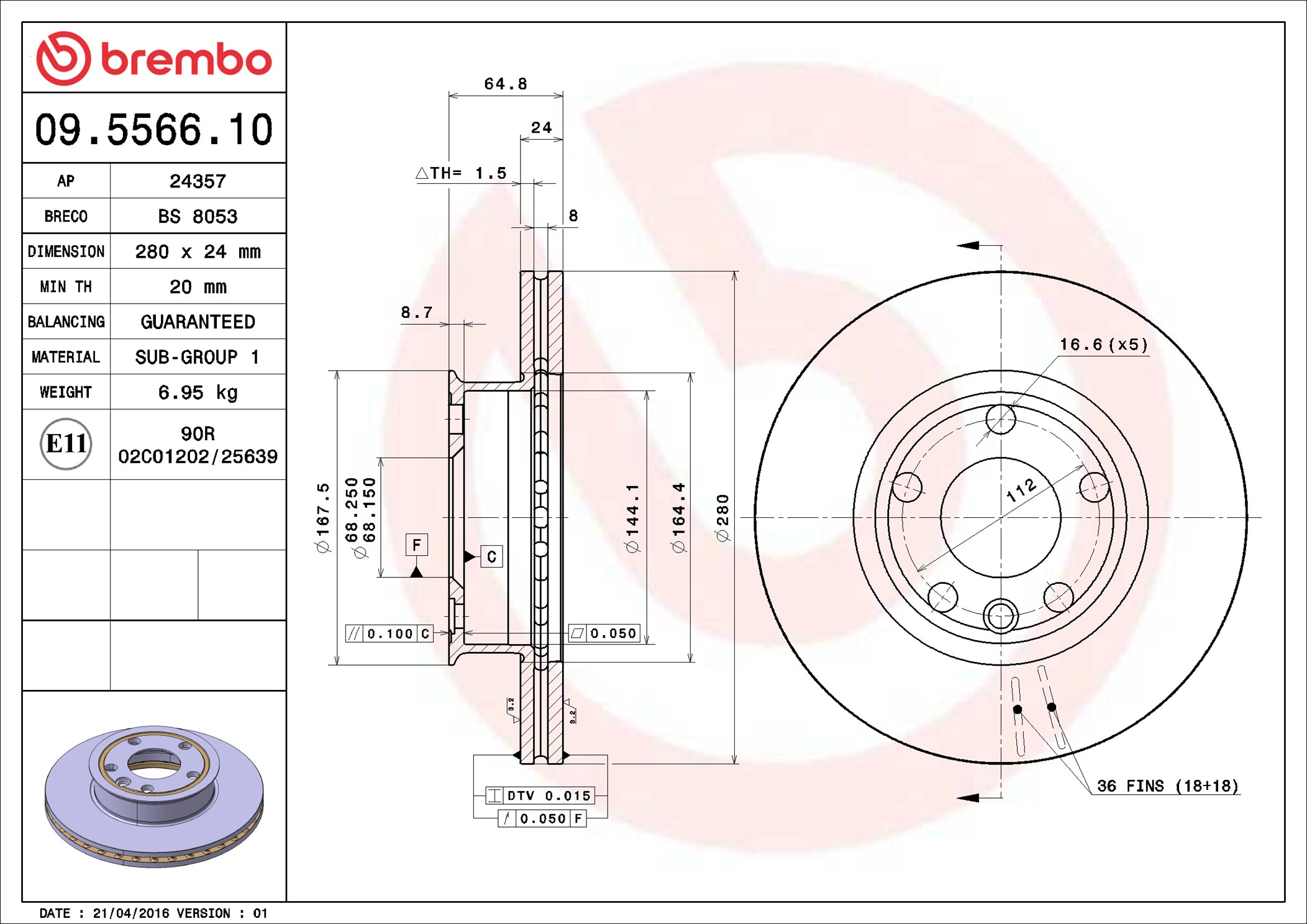 BREMBO stabdžių diskas 09.5566.10