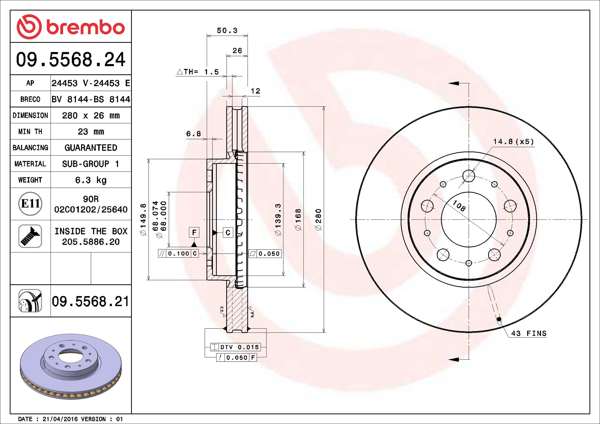 BREMBO Jarrulevy 09.5568.24