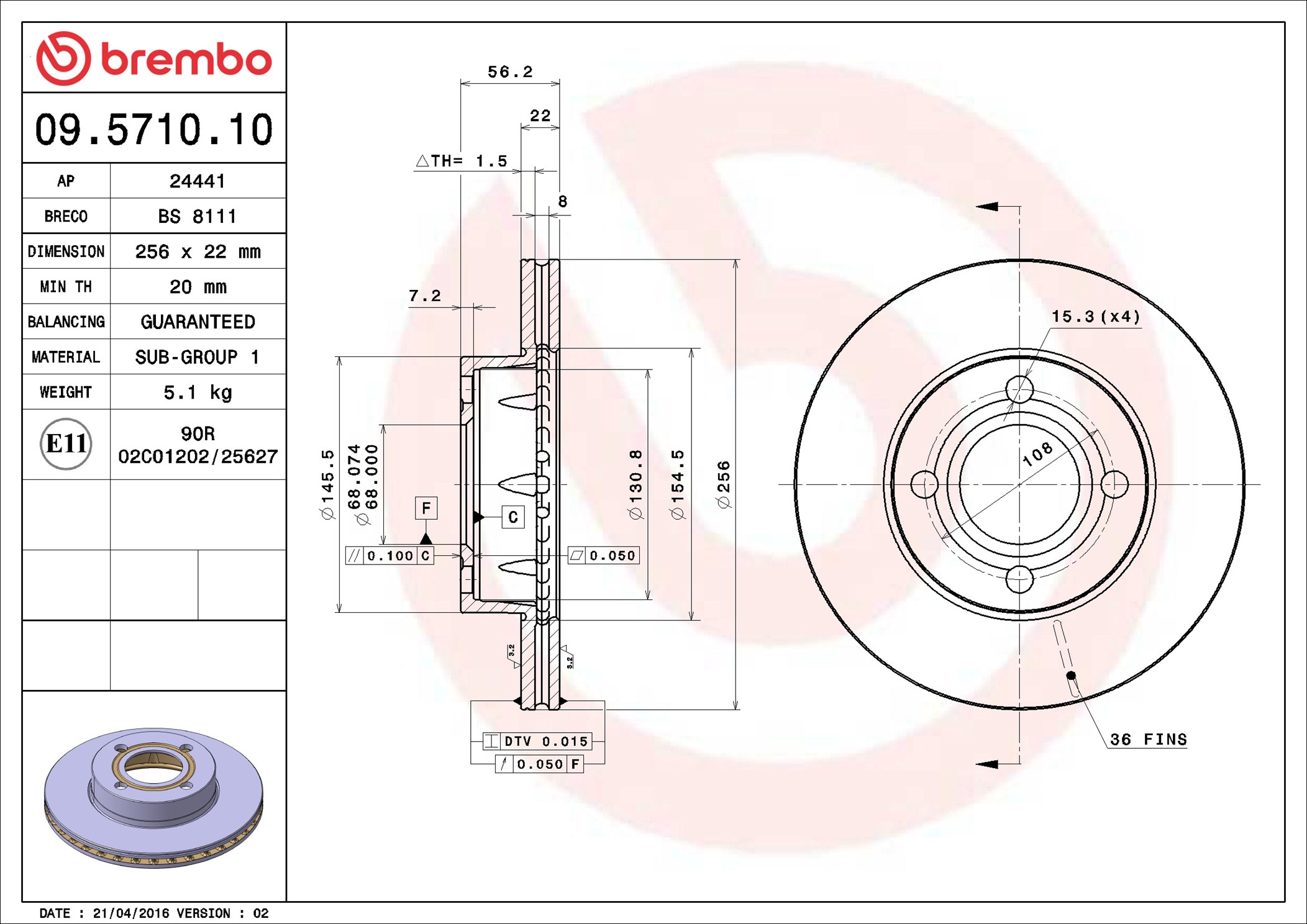 BREMBO Jarrulevy 09.5710.10