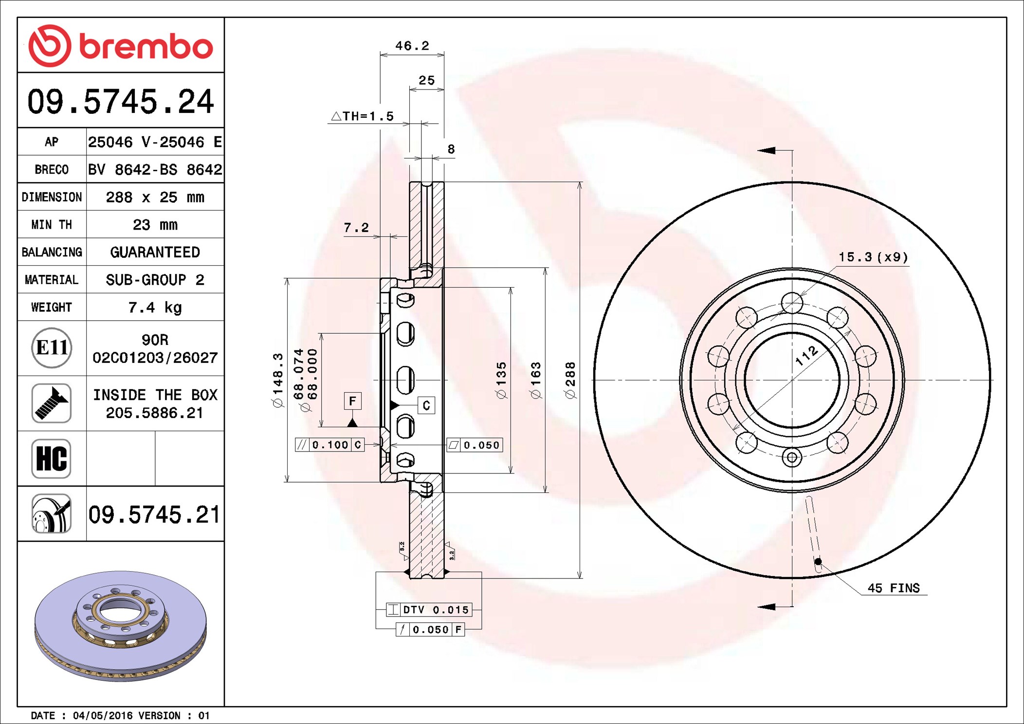 BREMBO Jarrulevy 09.5745.24