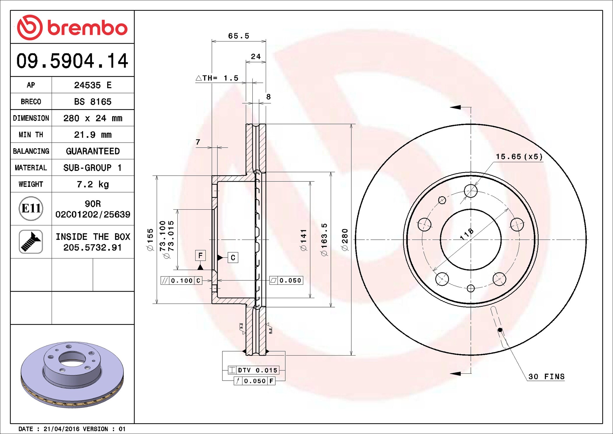 BREMBO Piduriketas 09.5904.14