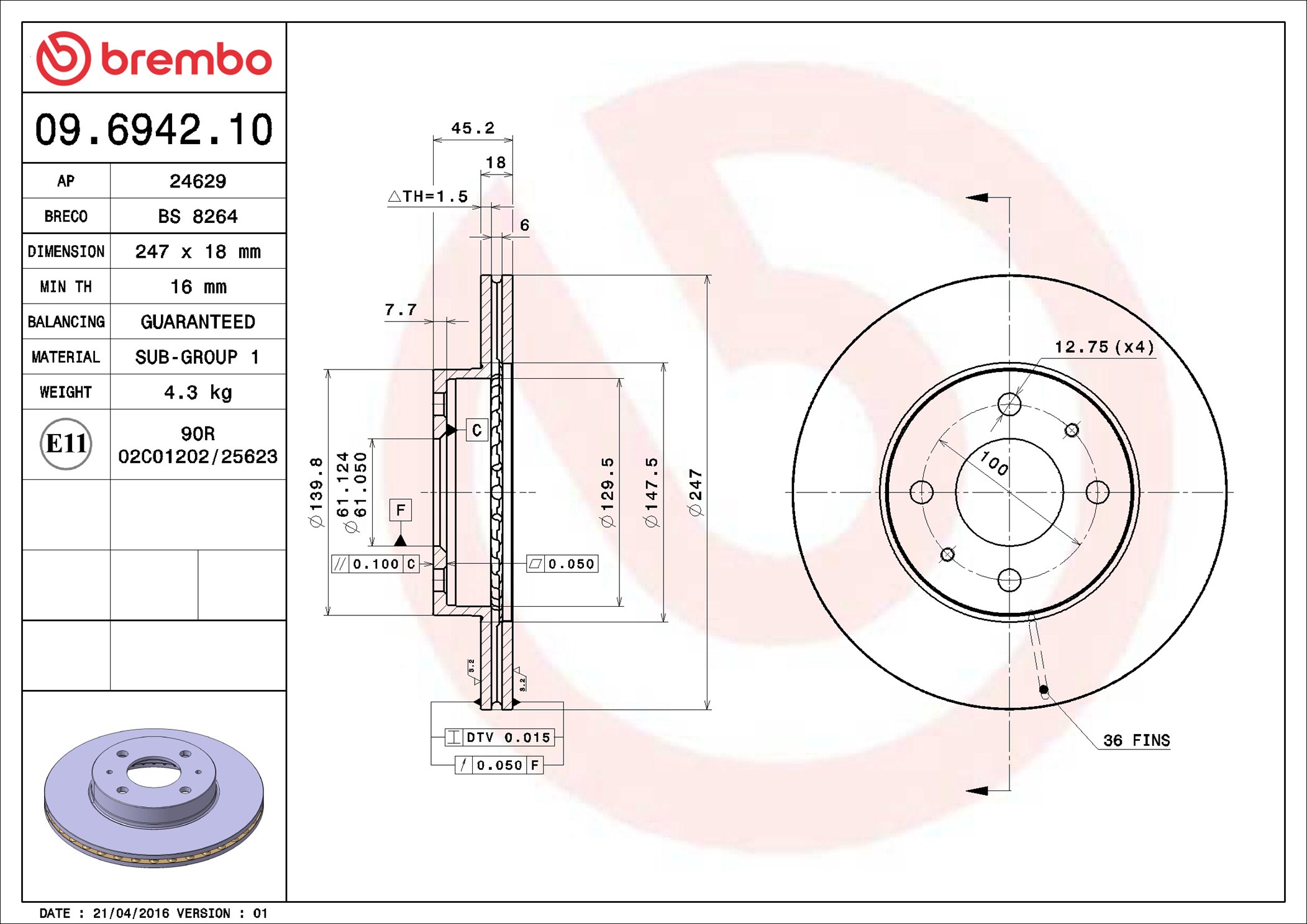 BREMBO Piduriketas 09.6942.10