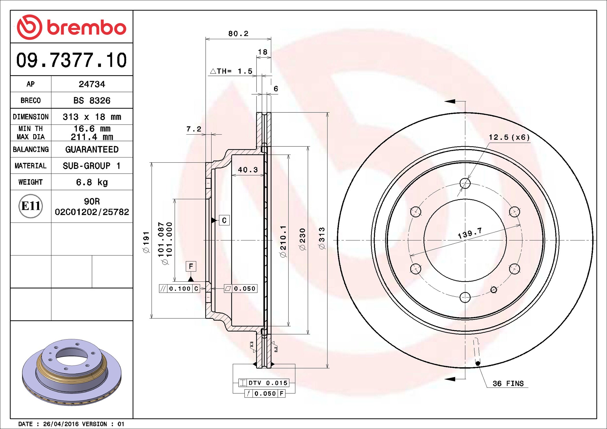 BREMBO Piduriketas 09.7377.10