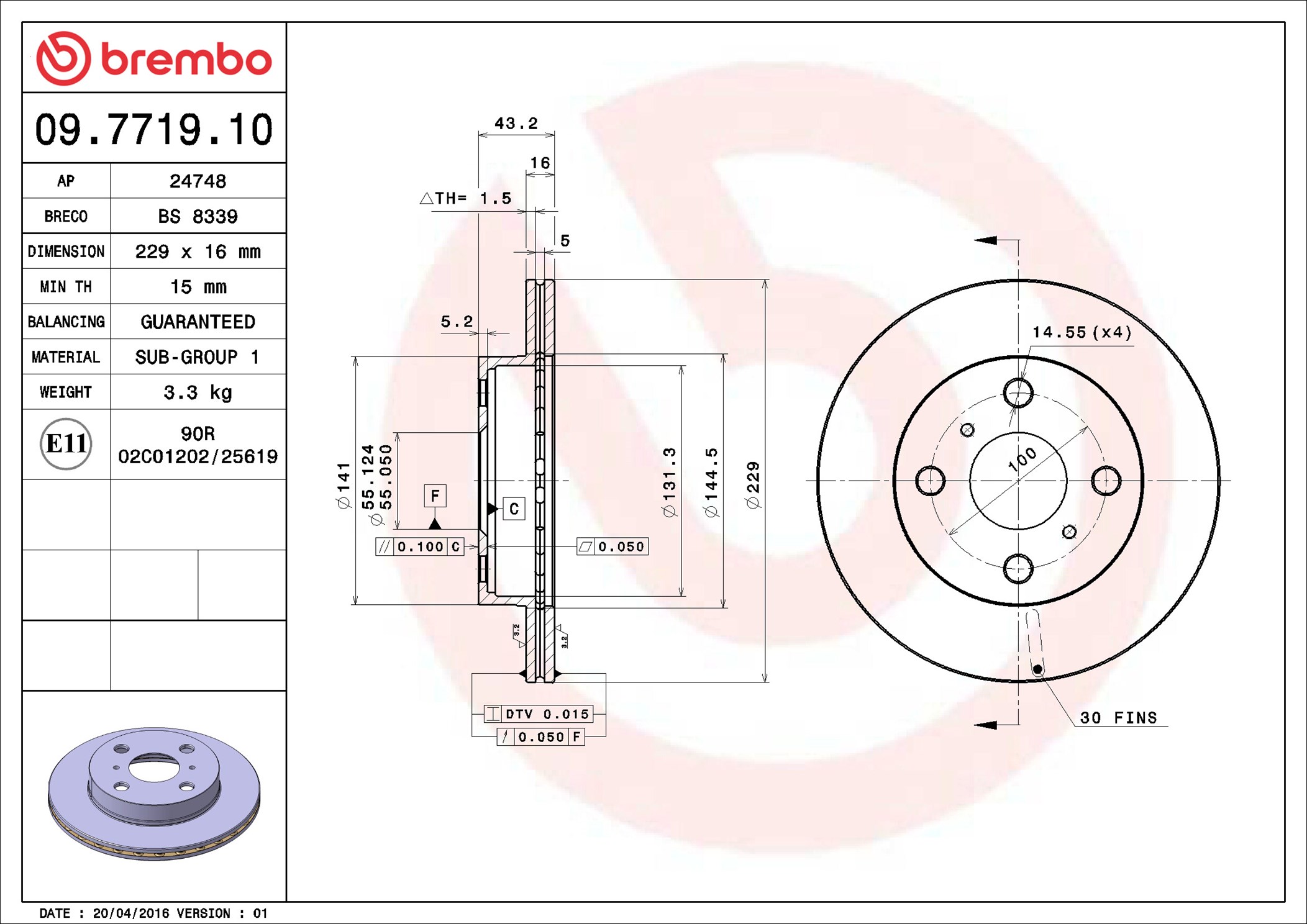 BREMBO Piduriketas 09.7719.10