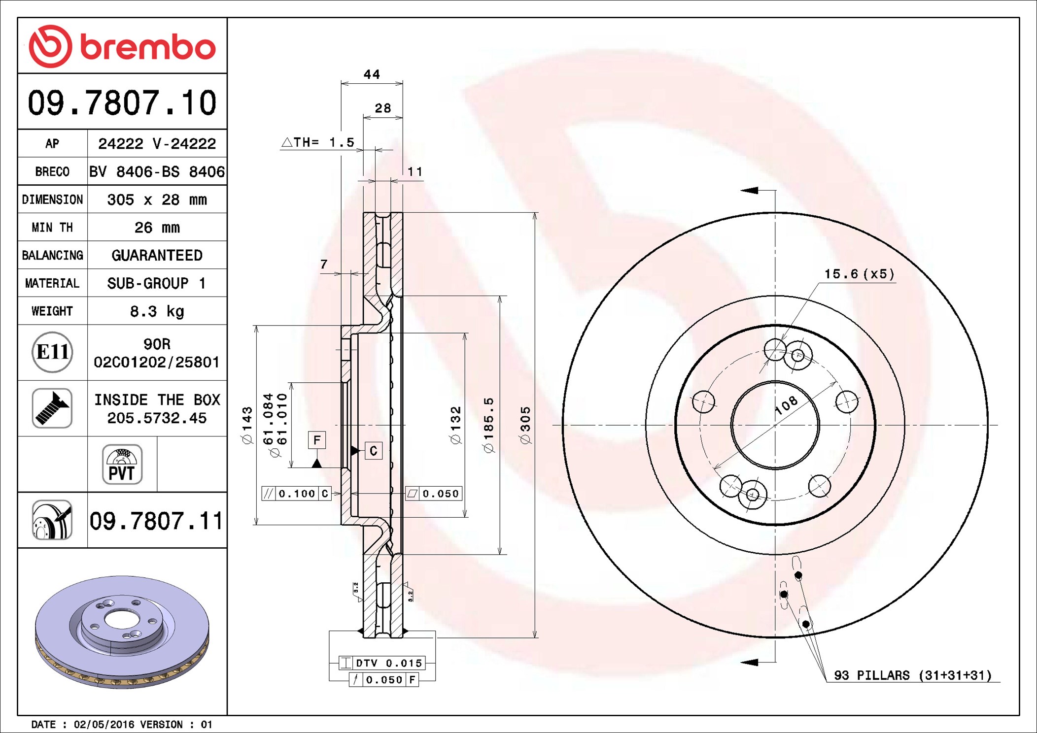 BREMBO Piduriketas 09.7807.11