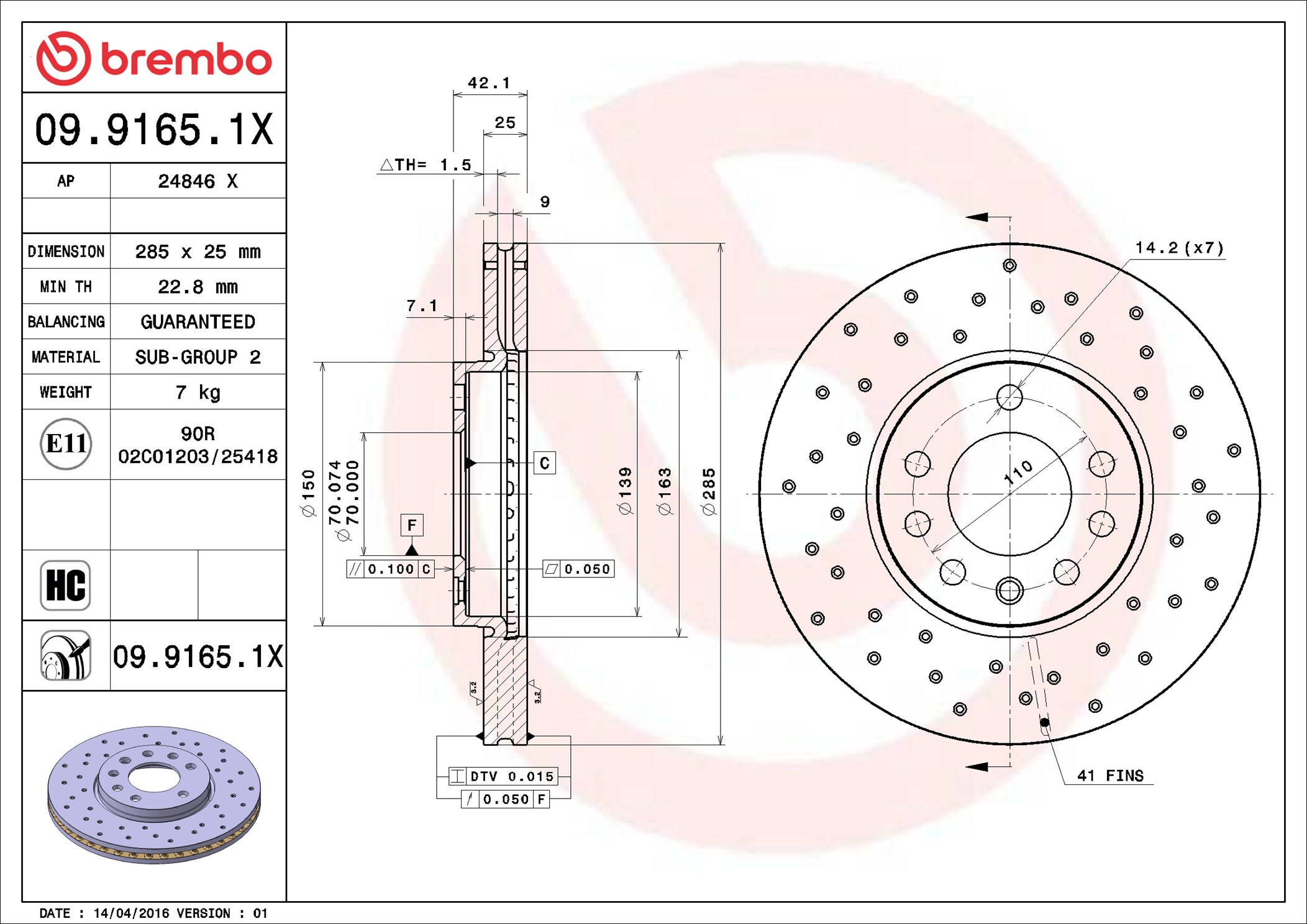 BREMBO Piduriketas 09.9165.1X