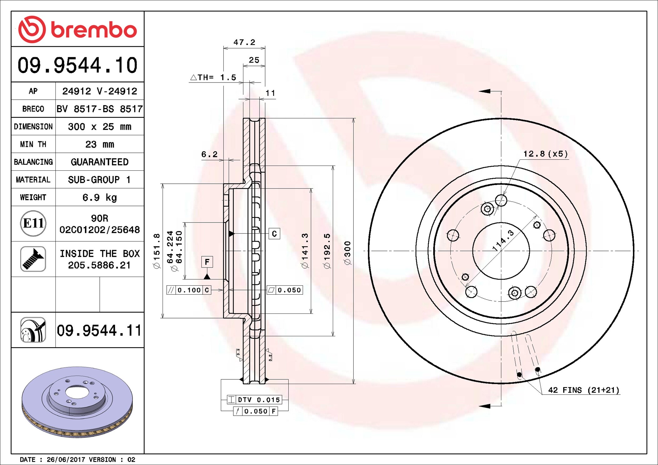 BREMBO Piduriketas 09.9544.11