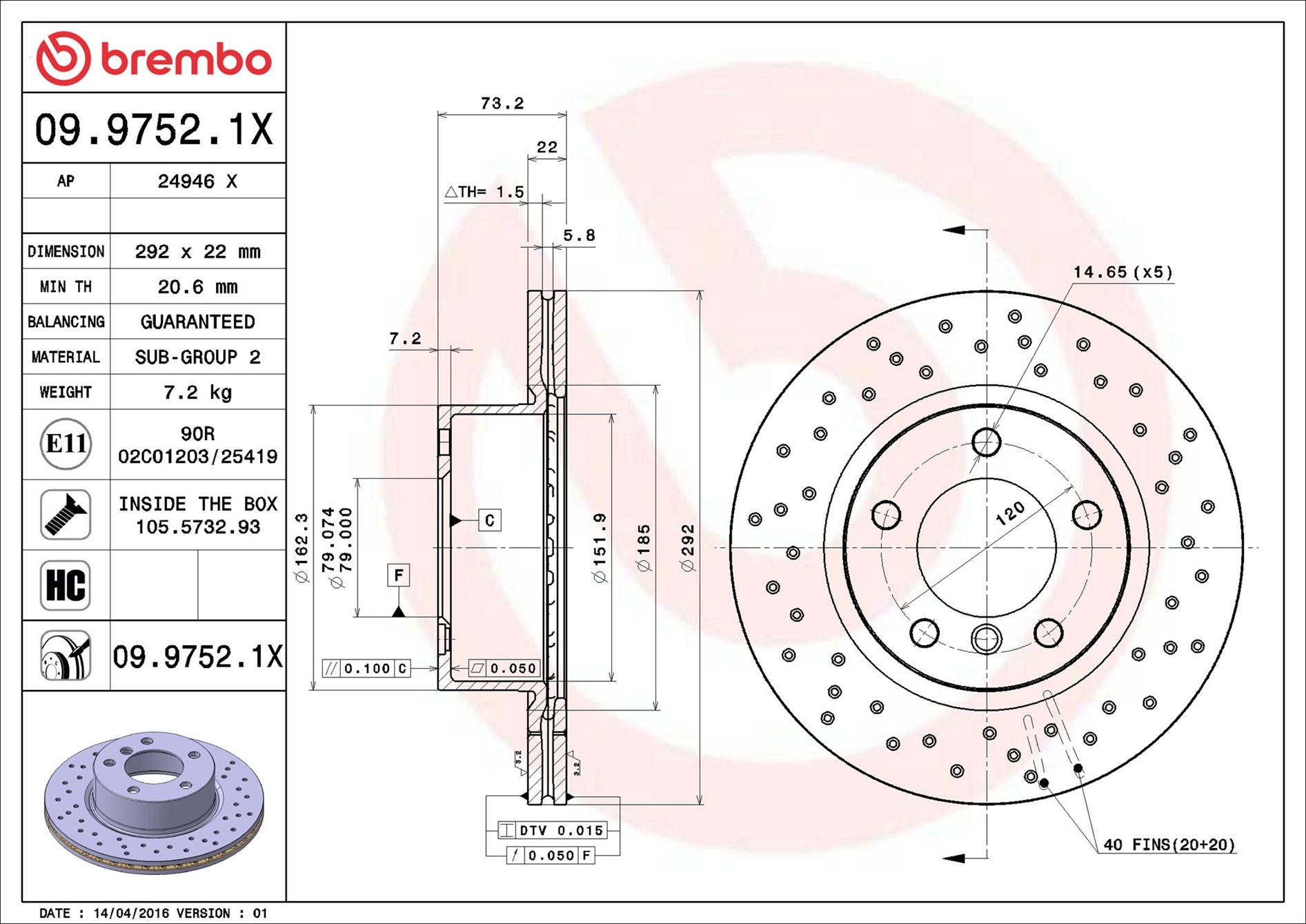 BREMBO Piduriketas 09.9752.1X