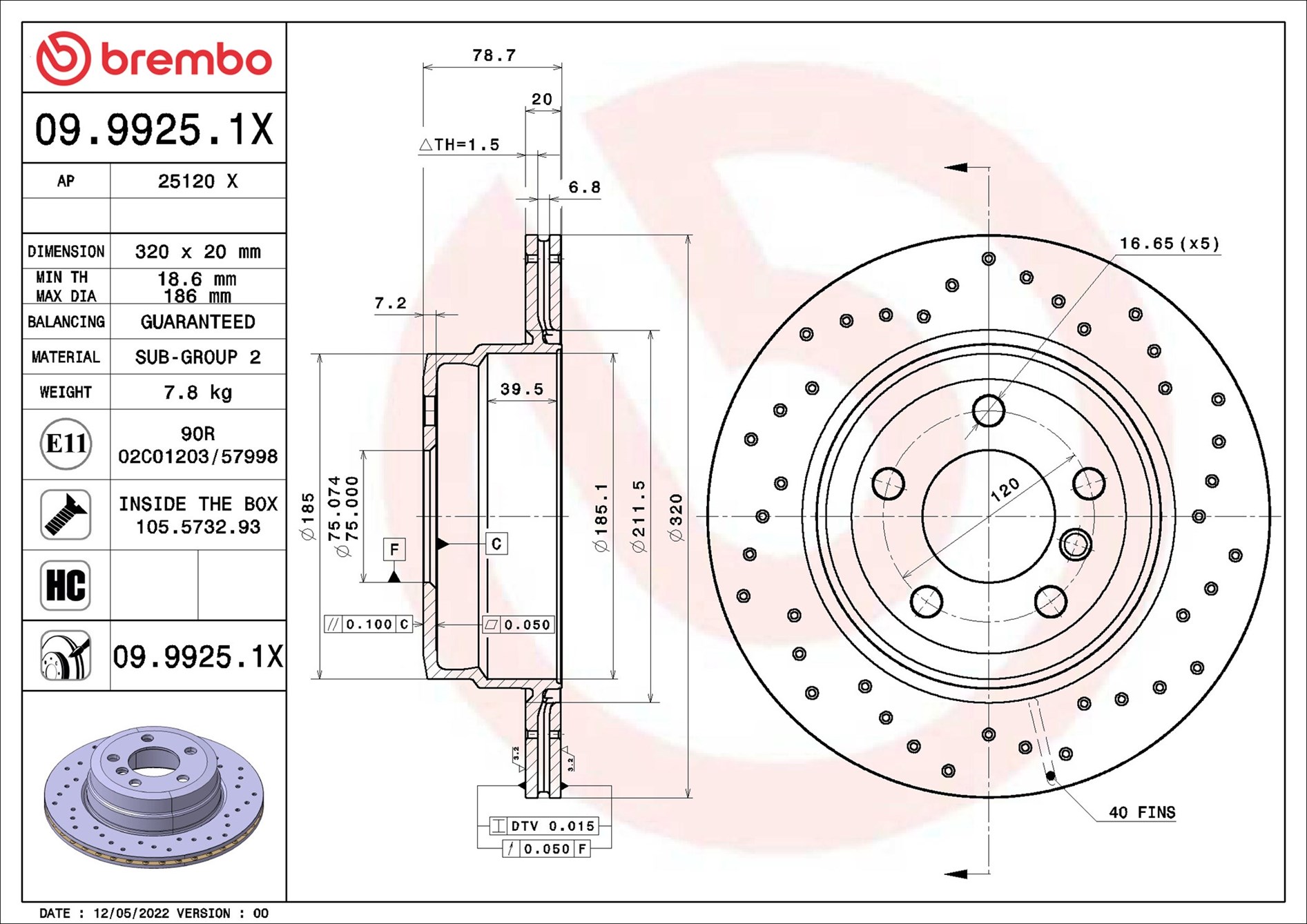 BREMBO Piduriketas 09.9925.1X