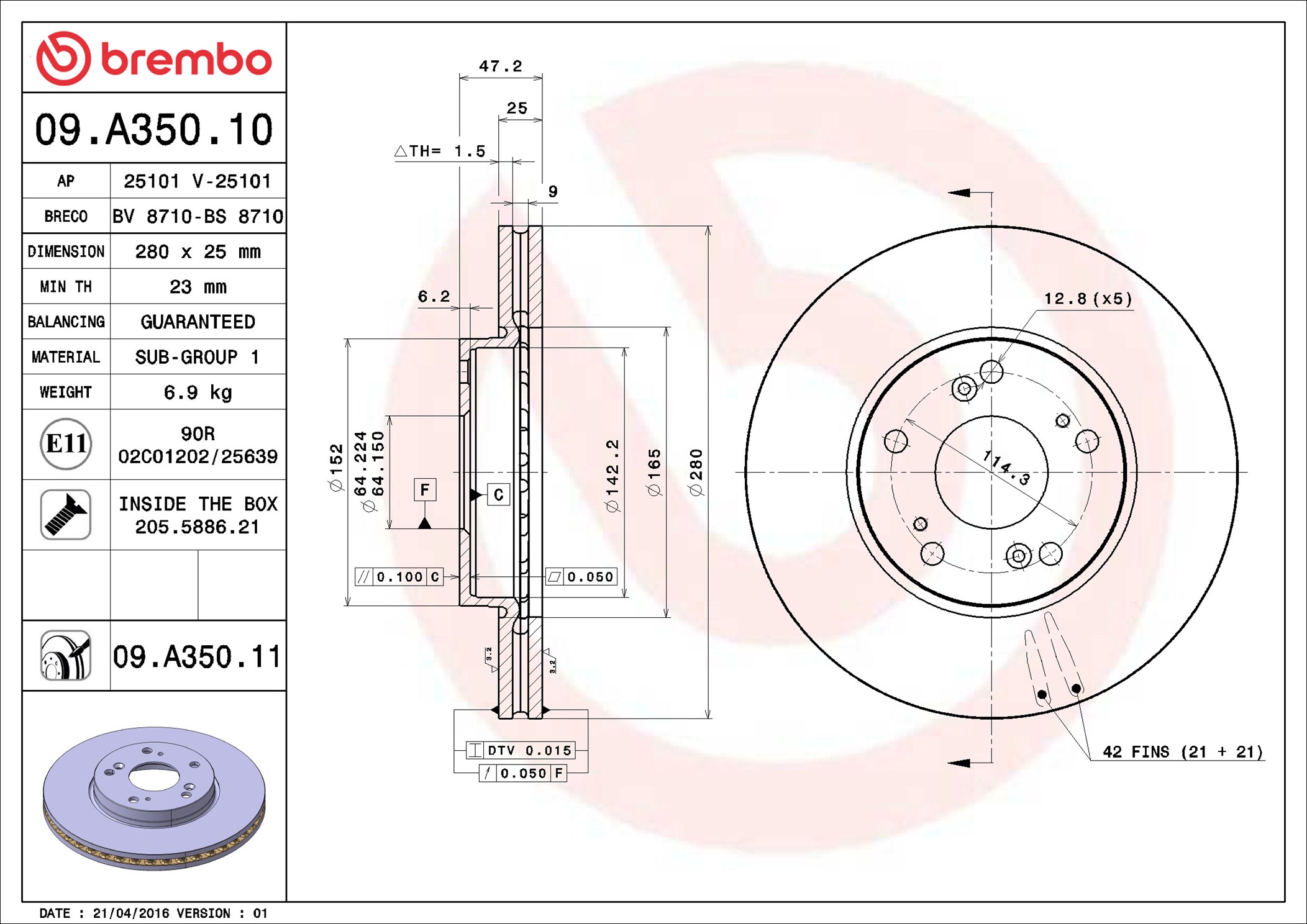 BREMBO Piduriketas 09.A350.10