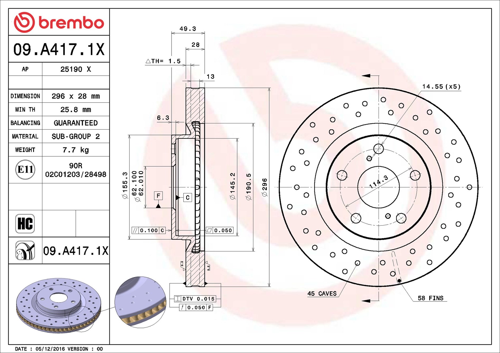 BREMBO Jarrulevy 09.A417.1X