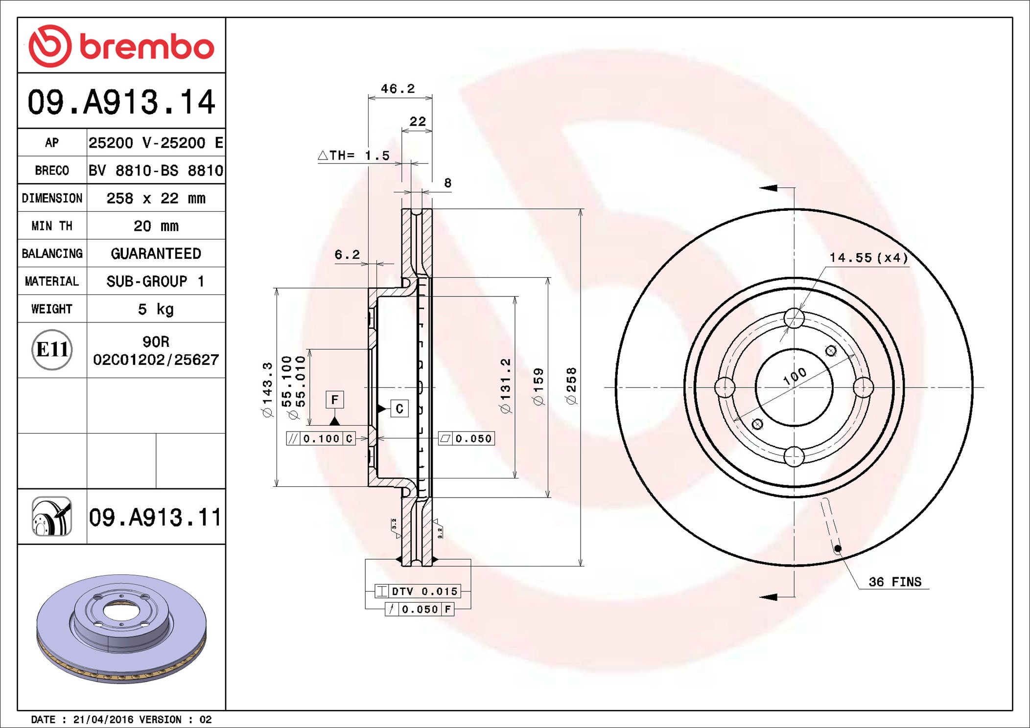 BREMBO Jarrulevy 09.A913.14