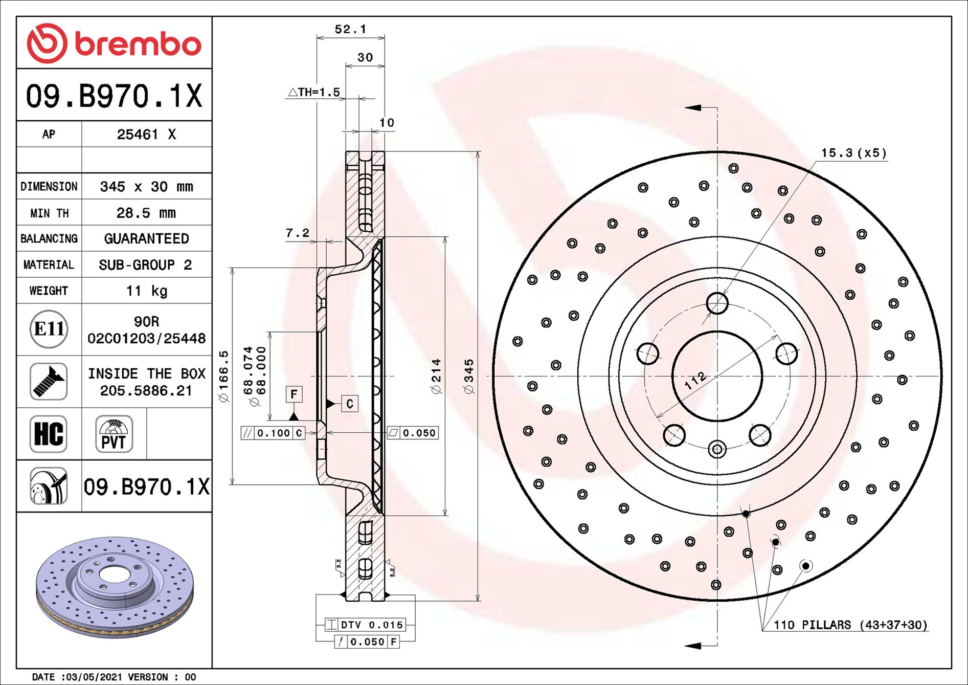BREMBO Jarrulevy 09.B970.1X