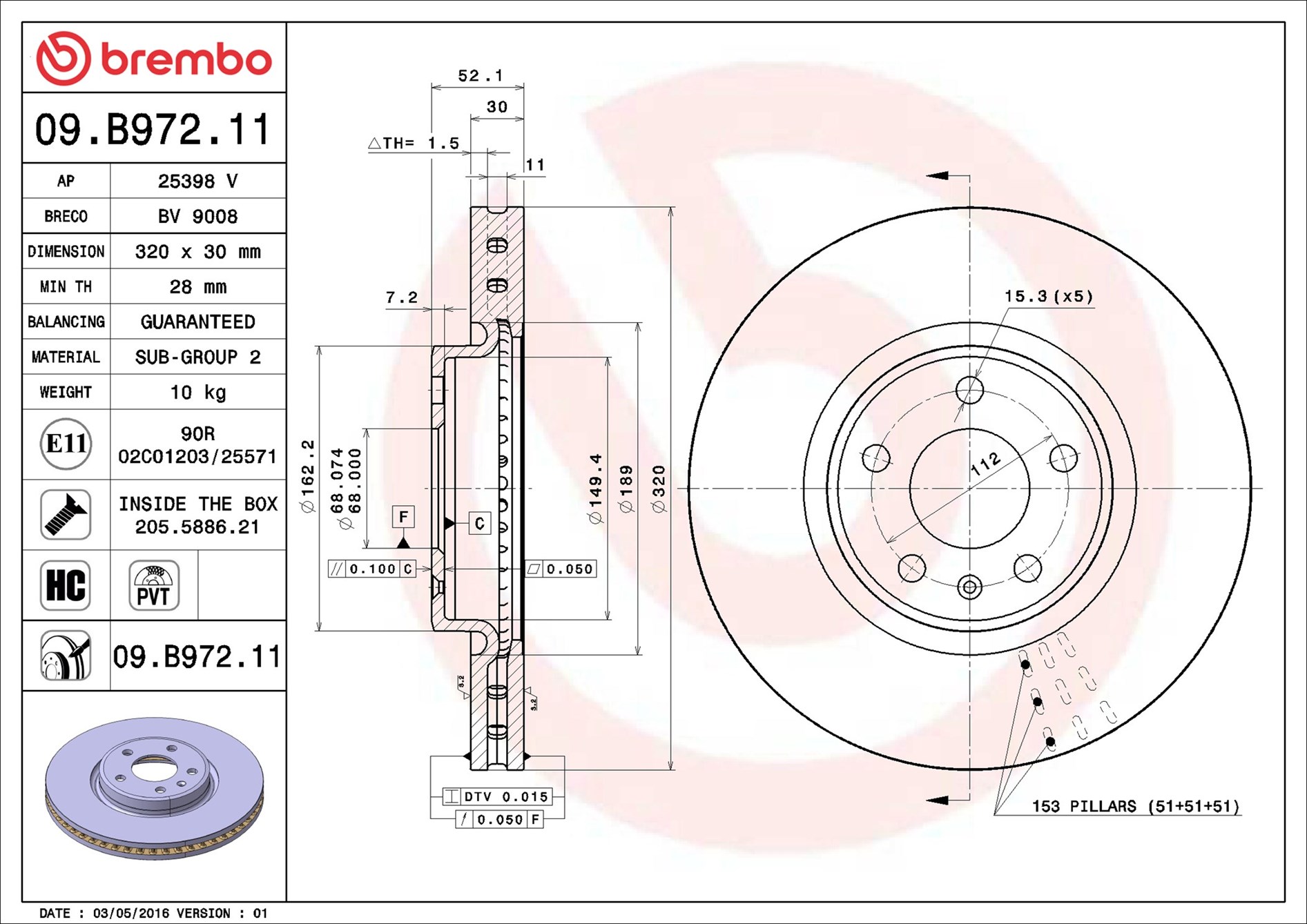 BREMBO Jarrulevy 09.B972.11