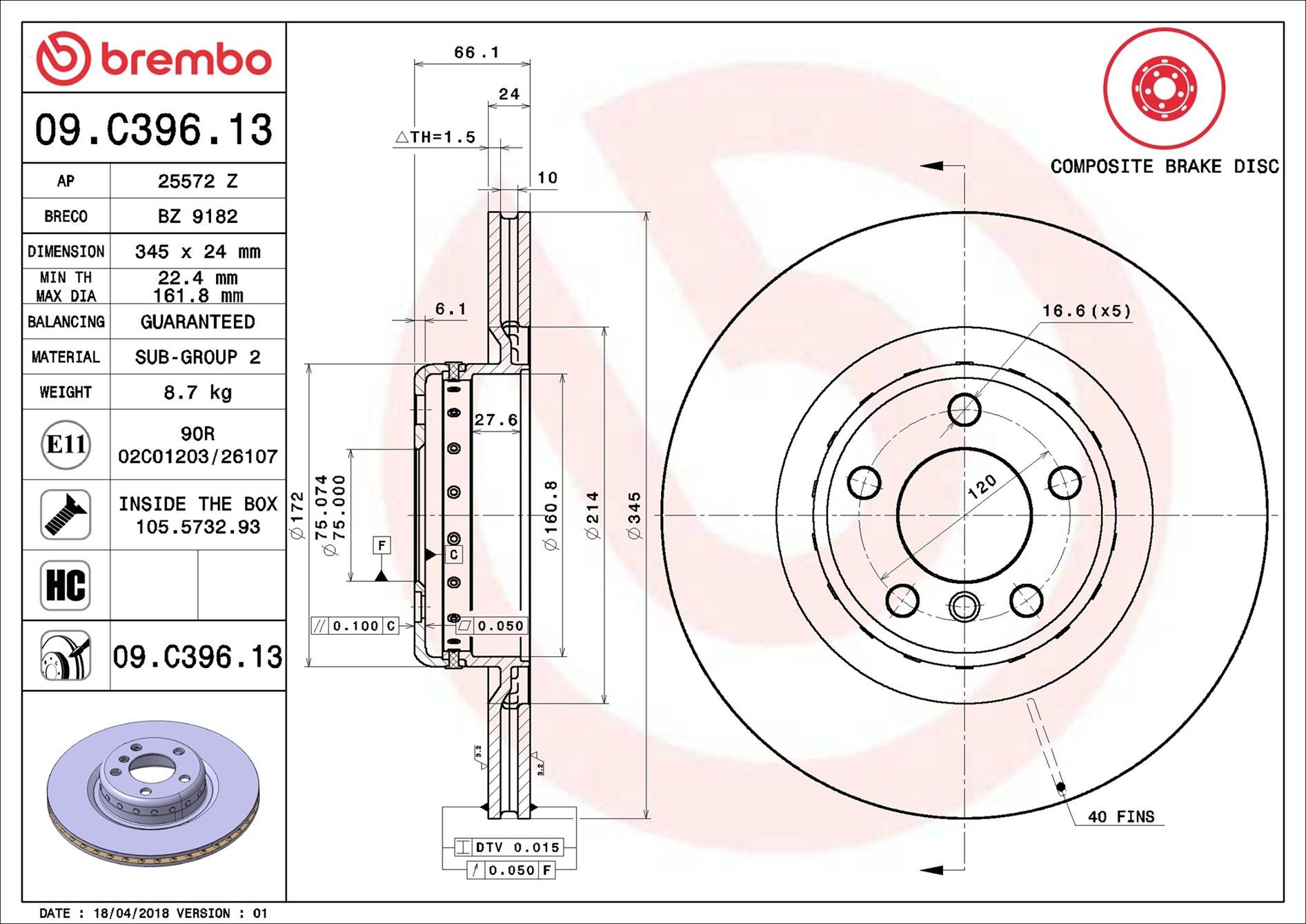 BREMBO Piduriketas 09.C396.13