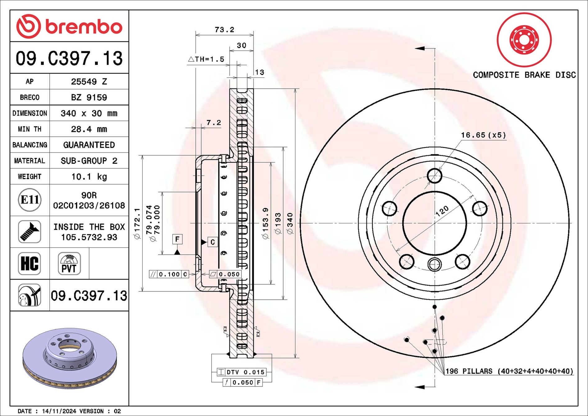 BREMBO Piduriketas 09.C397.13