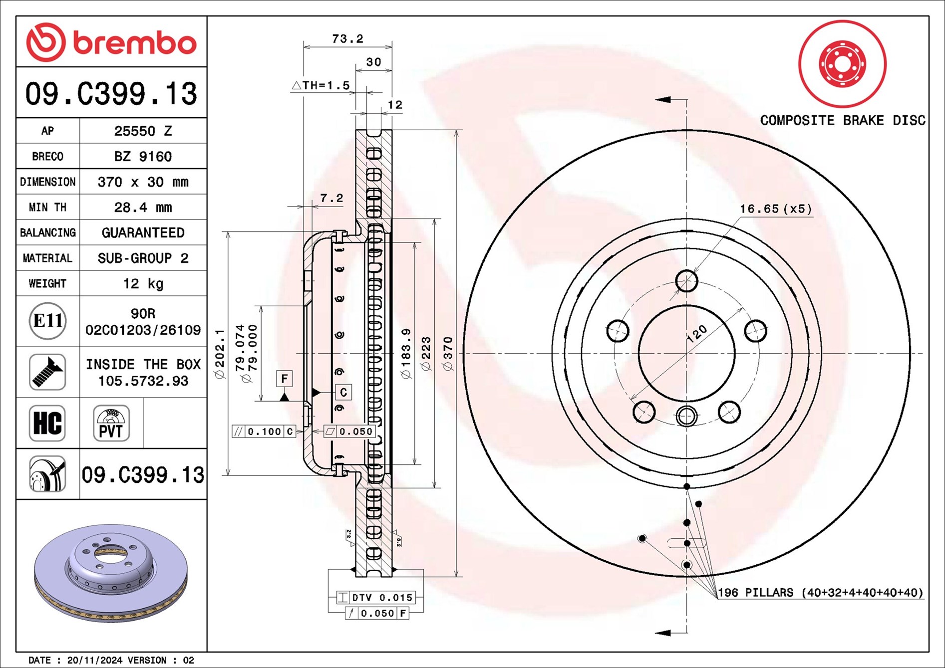 BREMBO Piduriketas 09.C399.13