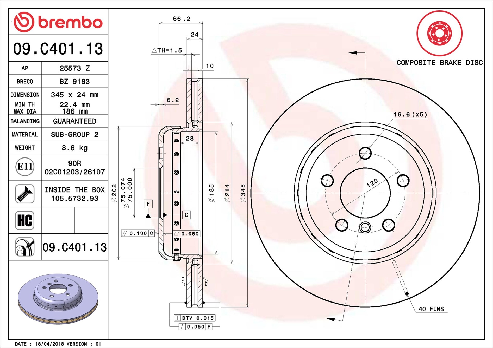 BREMBO Piduriketas 09.C401.13